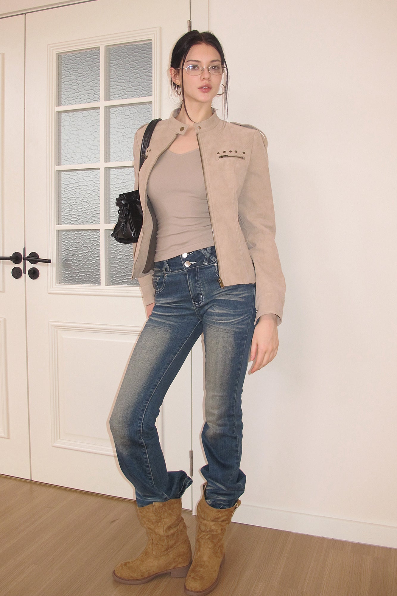 AE30 SAINT Rivet Flocked Cropped Jacket