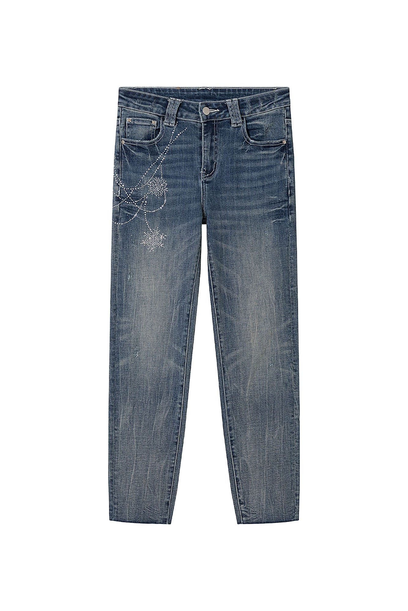AE30 SAINT Diamond Embellished Skinny Leg Jeans