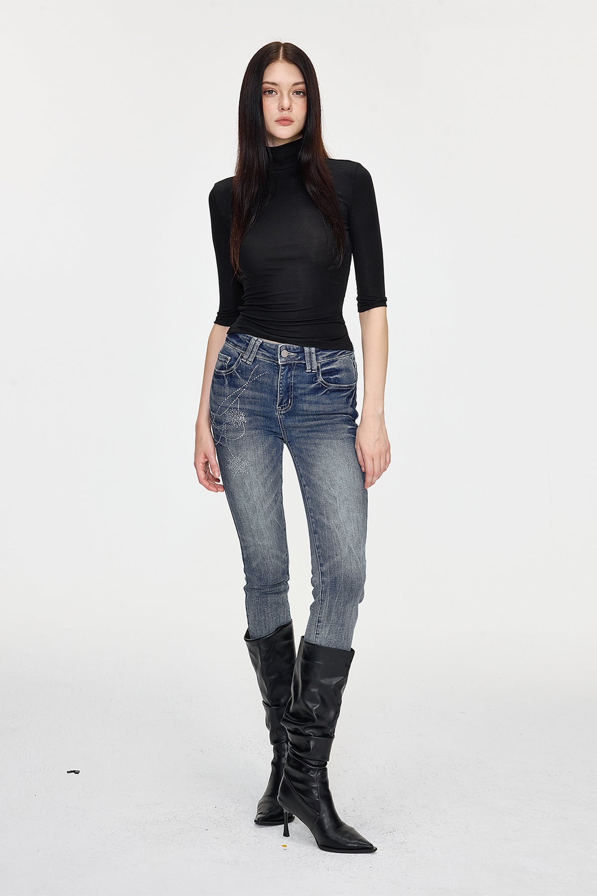 AE30 SAINT Lace Cut-Out Back High-Neck Top