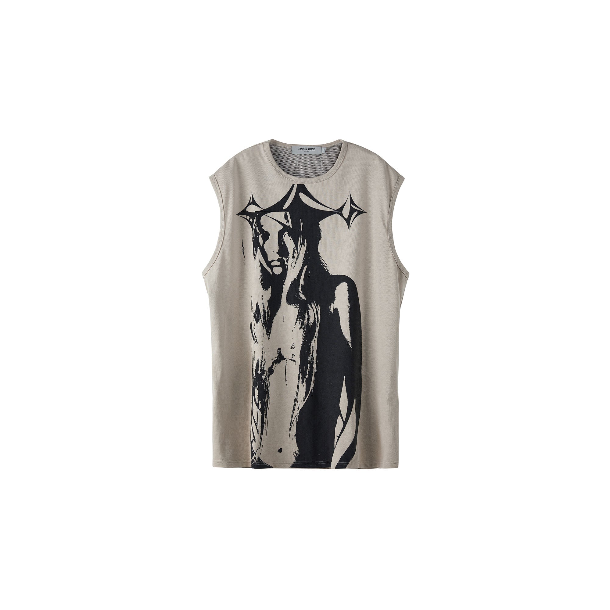 ERROR CODE ROBT Portrait Graphic Mesh Lining Sleeveless Tee
