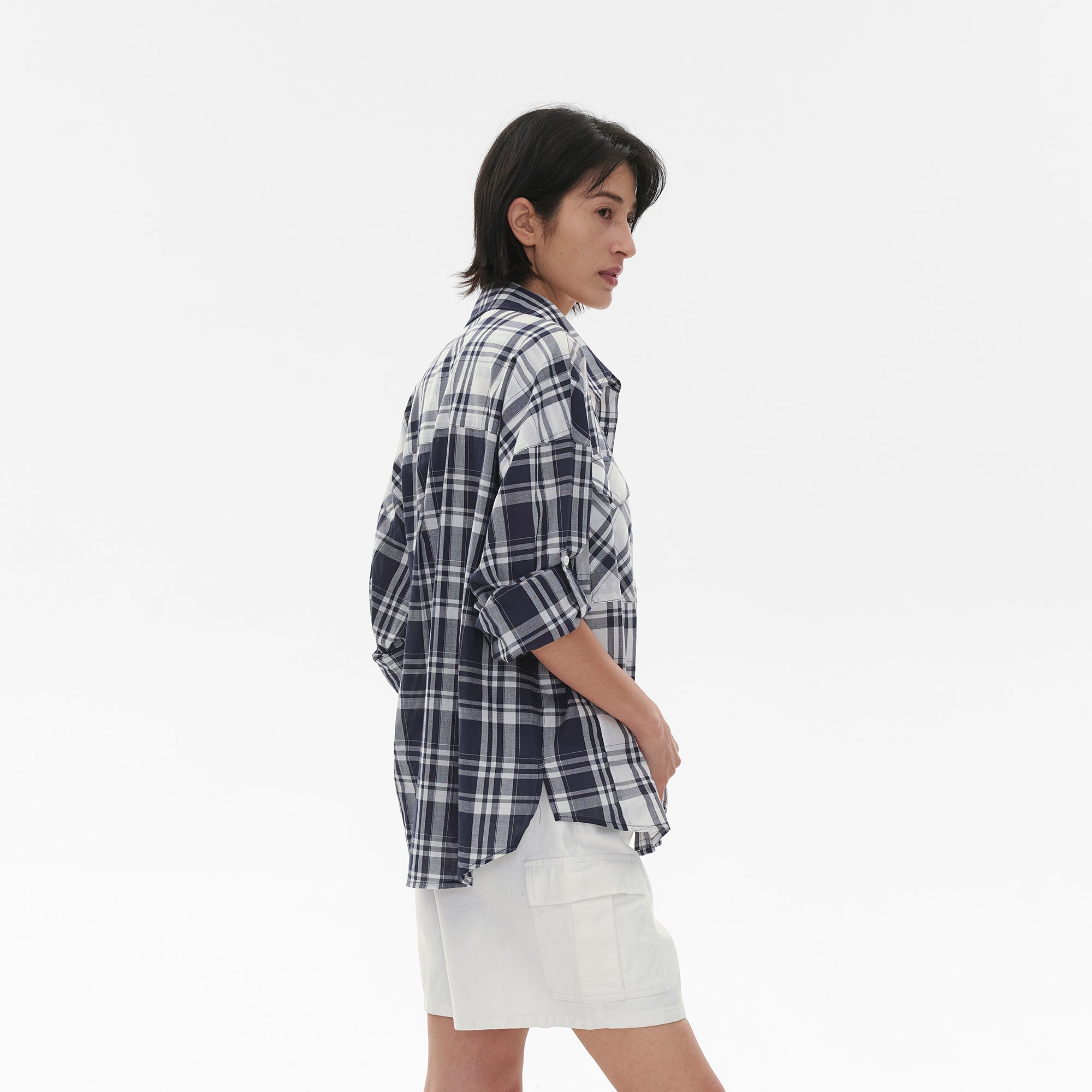 COMMAND N Spliced Plaid Relaxed Shirt