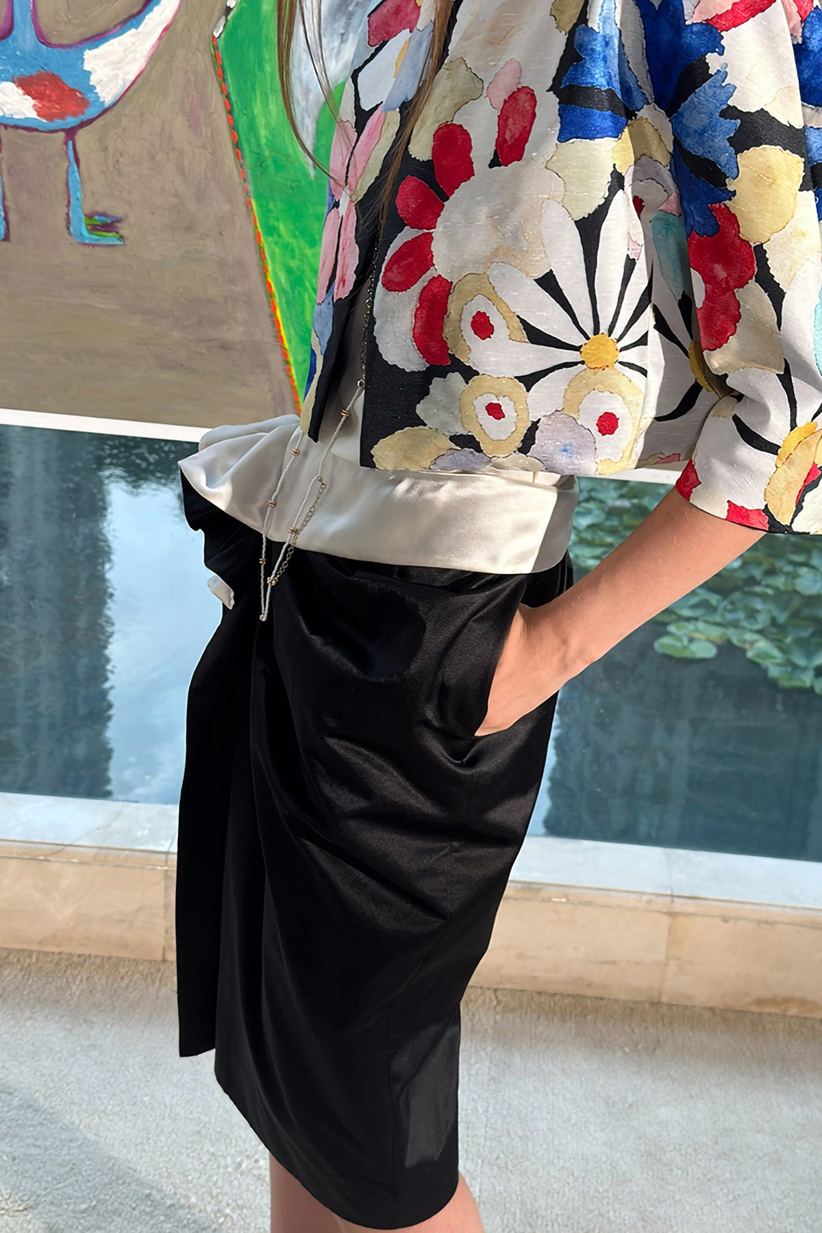 WINGFREE Ruffle Draped Wrap Midi Skirt