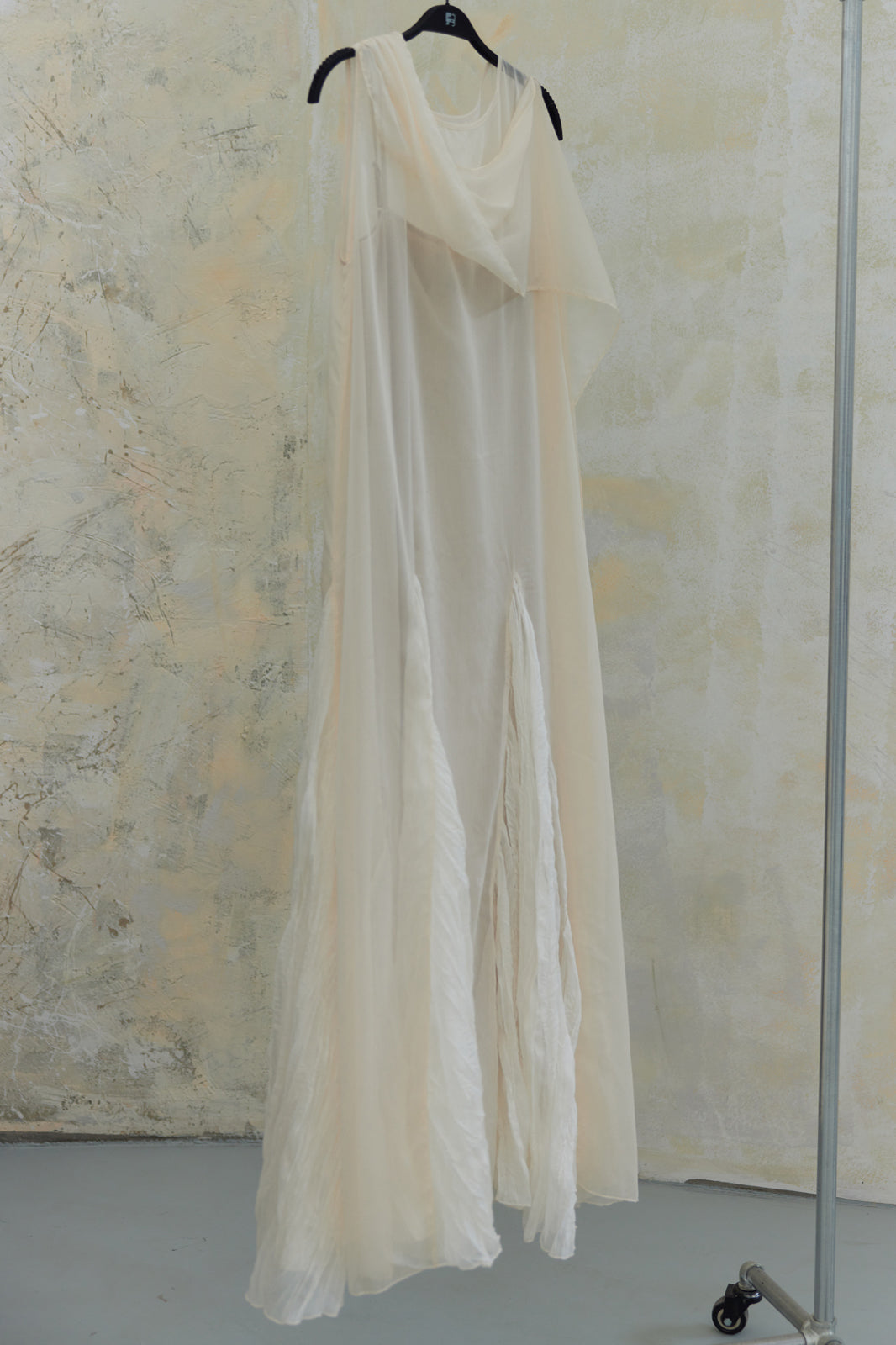 CHANGGUANG YUANZI Asymmetric Drape Mesh Two-Piece Dress