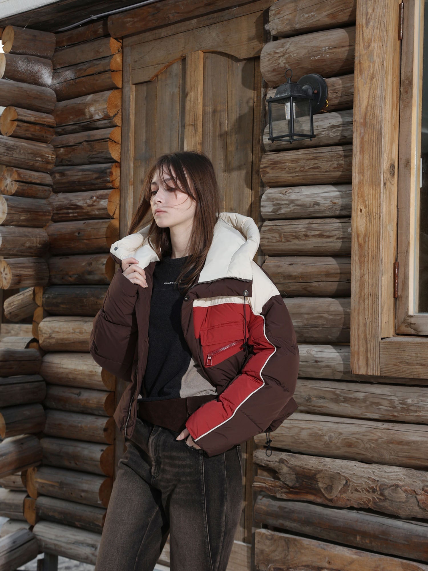 ERROR CODE ROBOT Contrast Cropped Down Jacket