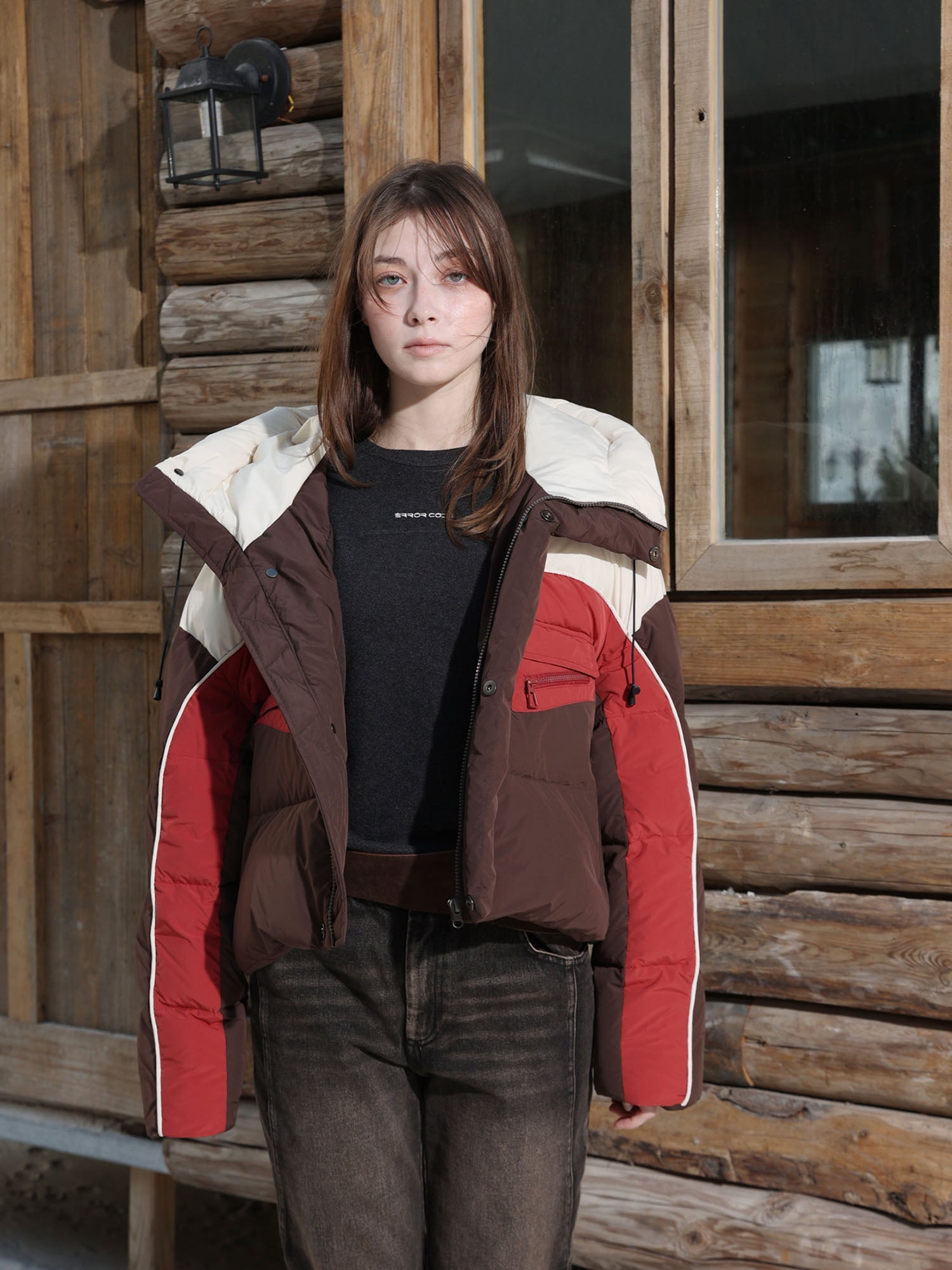 ERROR CODE ROBOT Contrast Cropped Down Jacket