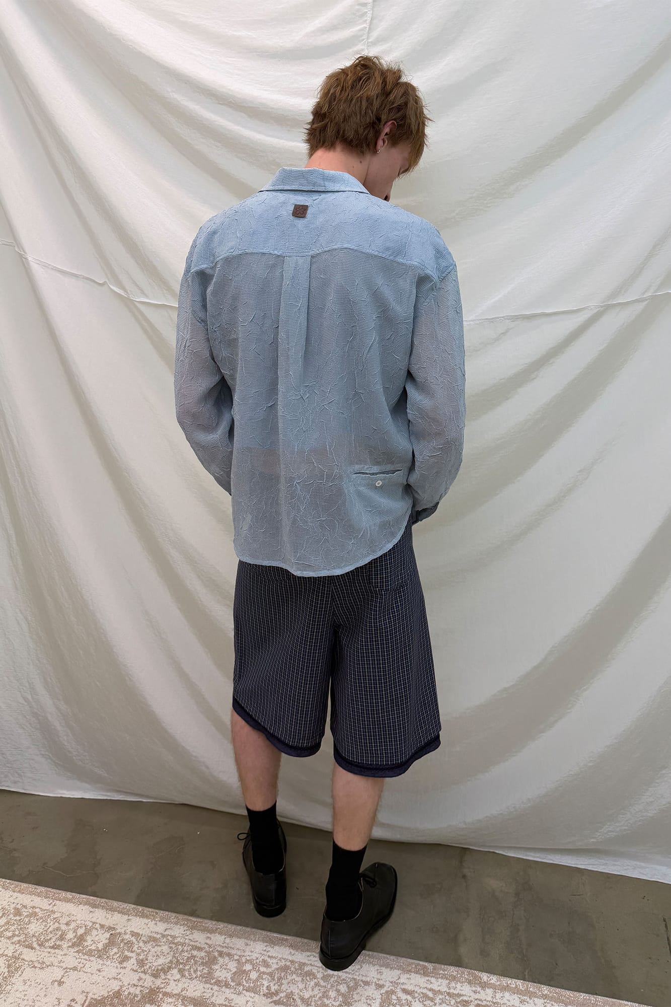 NEVERSEEZ Sheer Crinkle-Layer Shirt