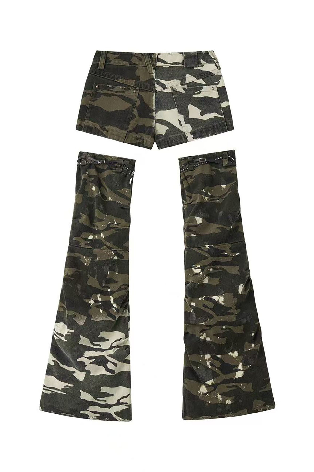 NONAME SPACE Camo Mini Shorts & Stacked Leg Warmer Set