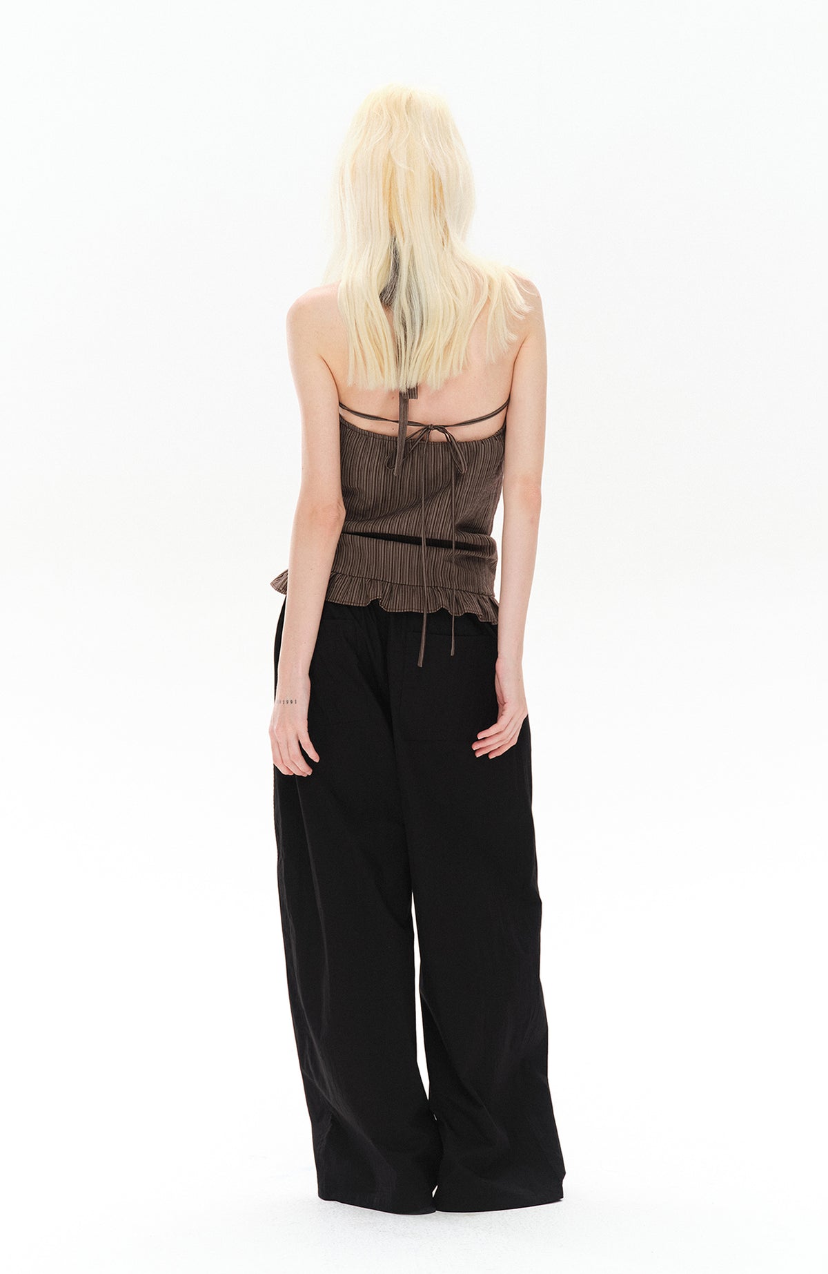 COSTUSTOOT Striped Spliced Wide-Leg Parachute Pants