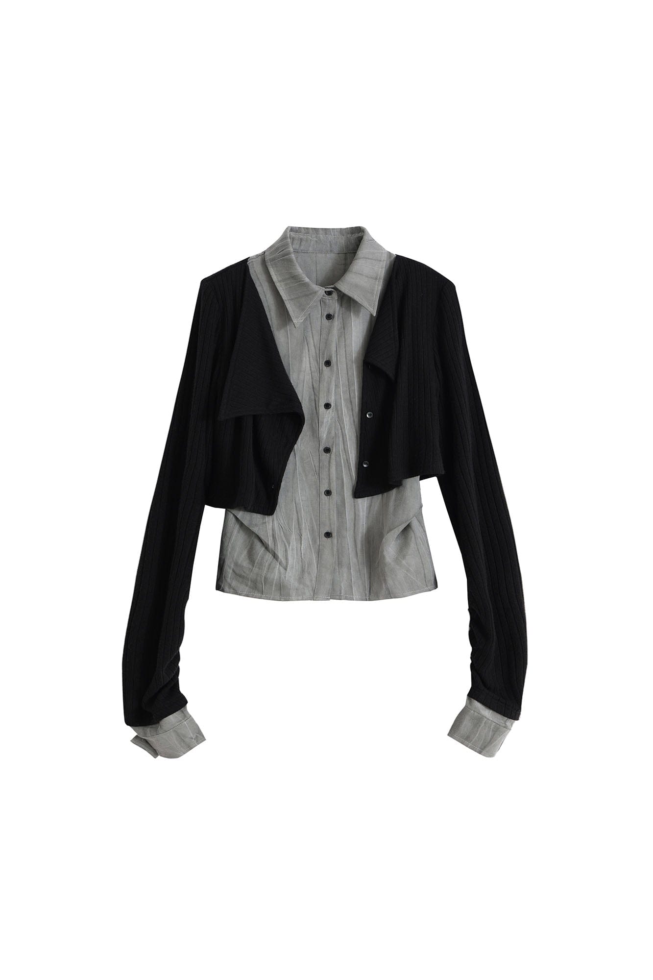 CESTNOUS Faux Layered Knit Panel Shirt