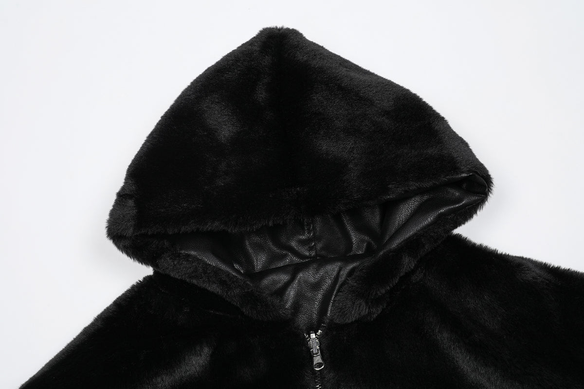 FREE CENTER Reversible Faux Fur Hooded Jacket