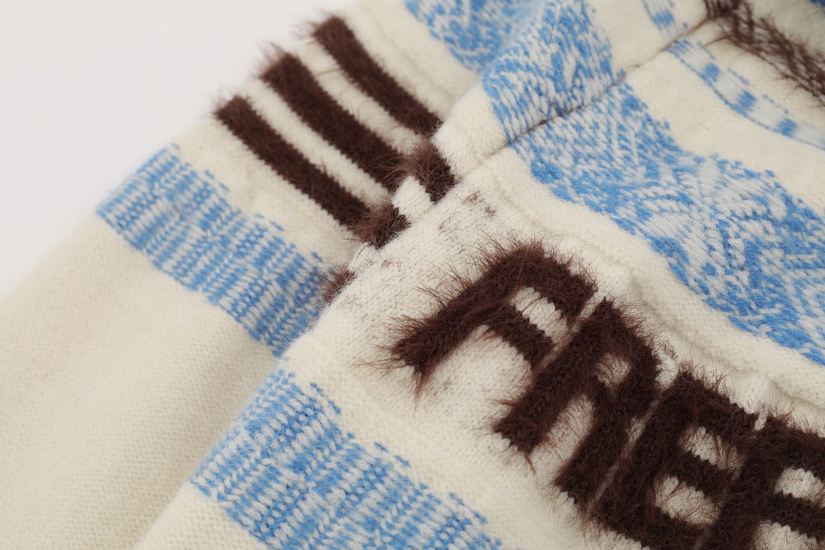 FREE CENTER Retro Fair Isle Detachable Collar Hooded Cardigan