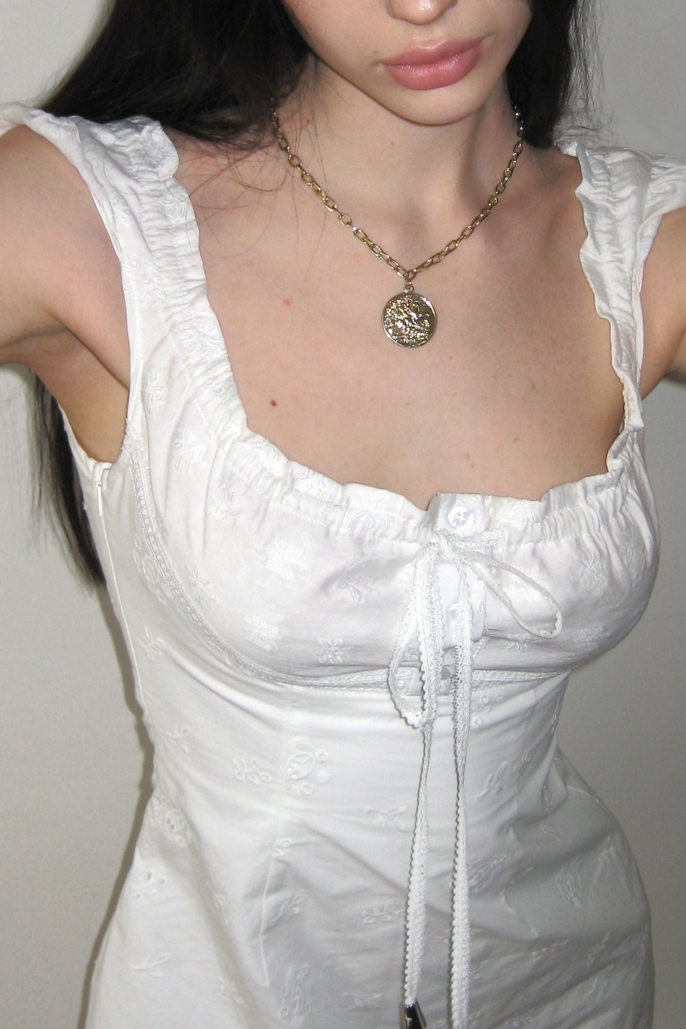 THE NEVERMORE Embossed Drawstring Mini Dress