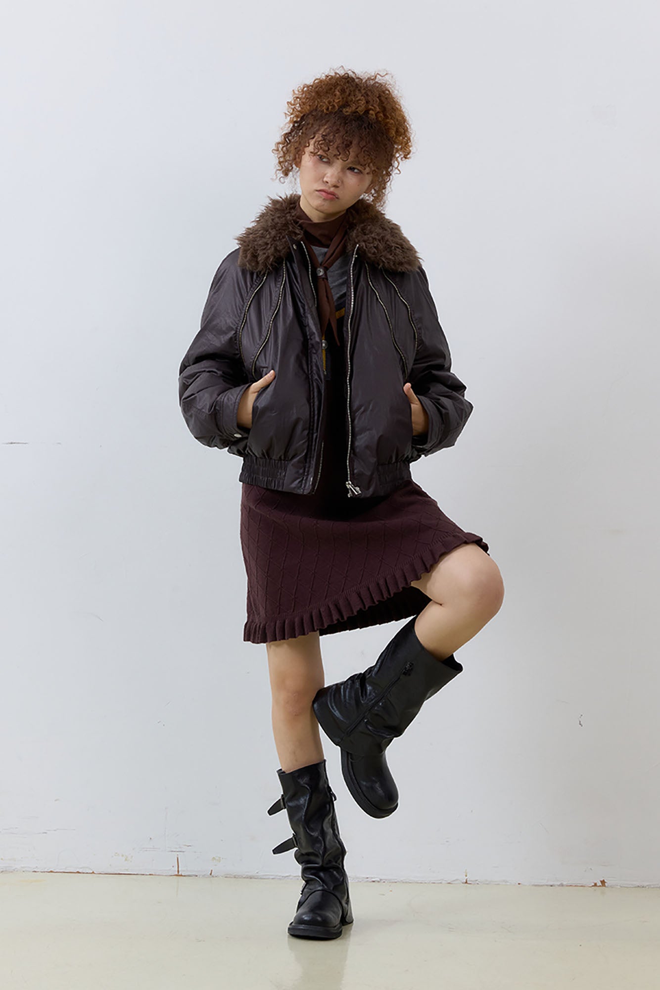 NOESE Detachable Faux Fur Collar Waterproof Down Jacket