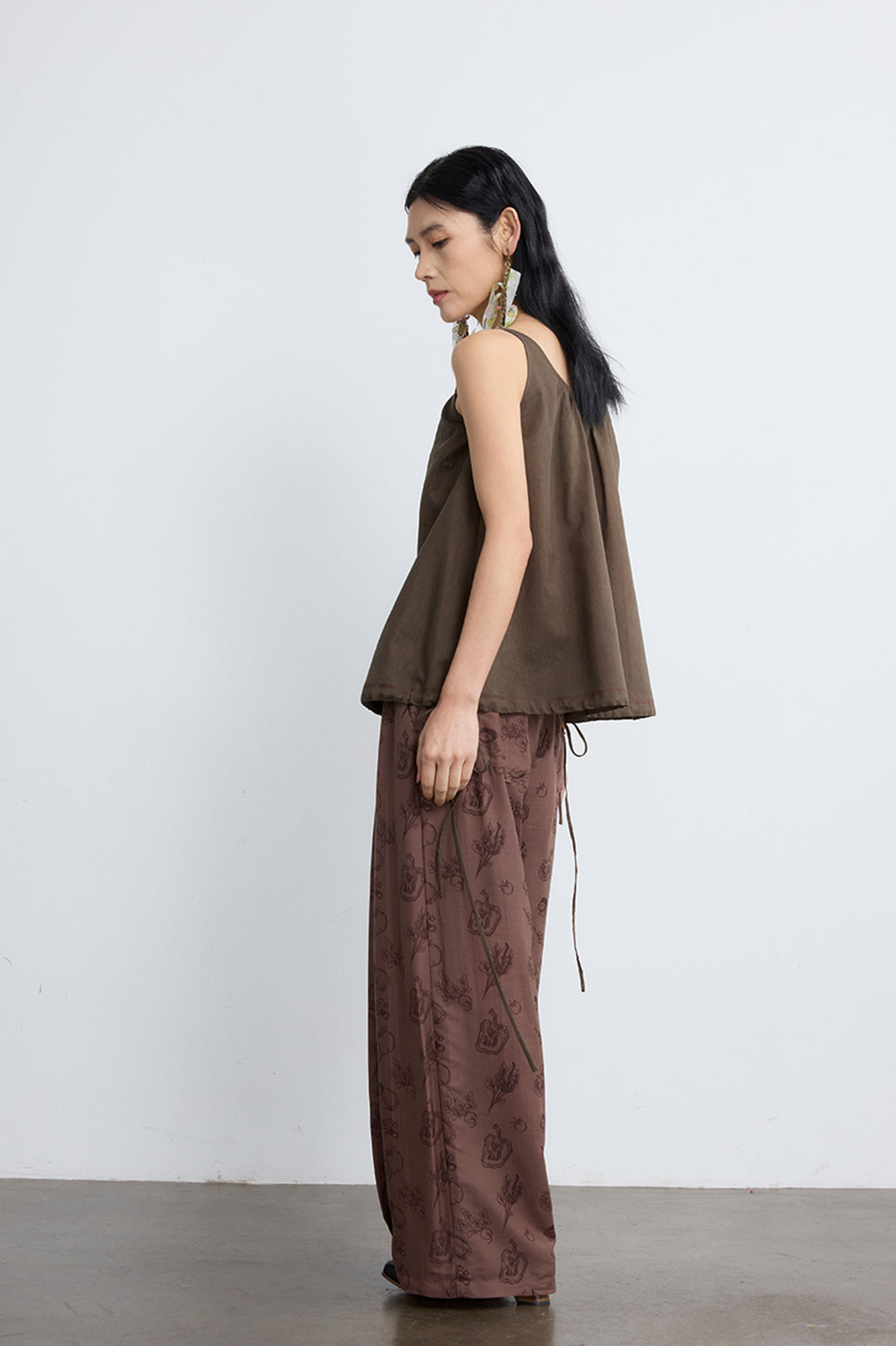 NOESE Pleated Silk-Blended Wide-Leg Pants