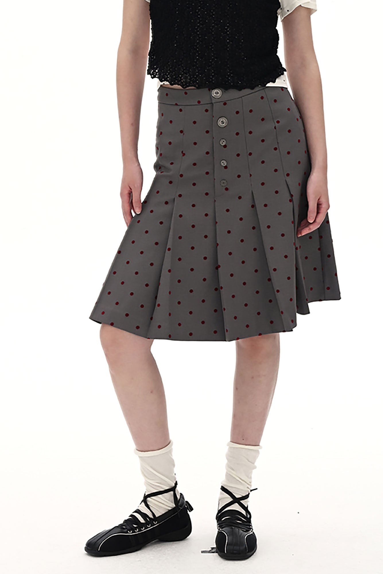 NOESE Polka Dot Pleated Skirt