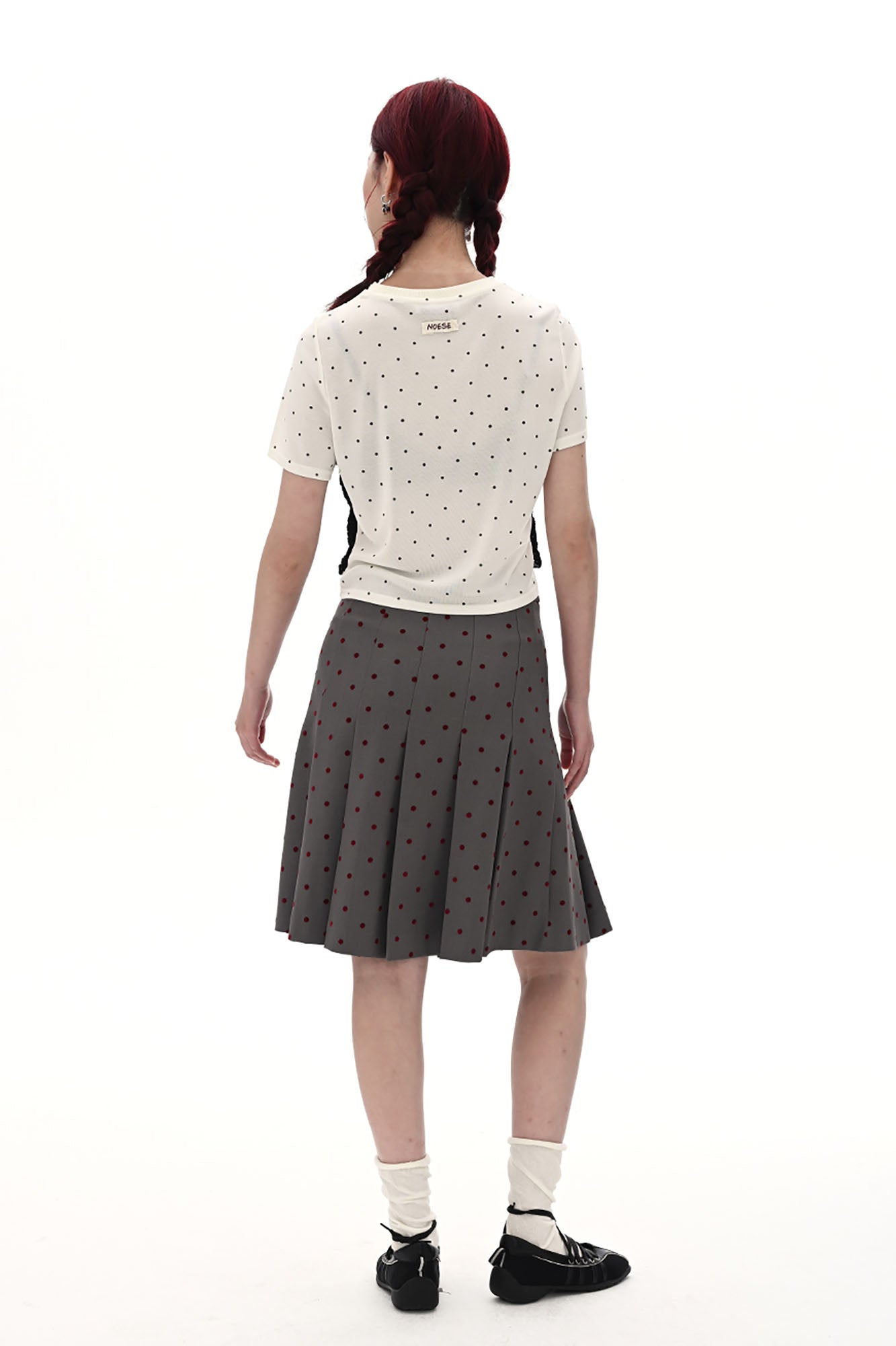 NOESE Polka Dot Pleated Skirt