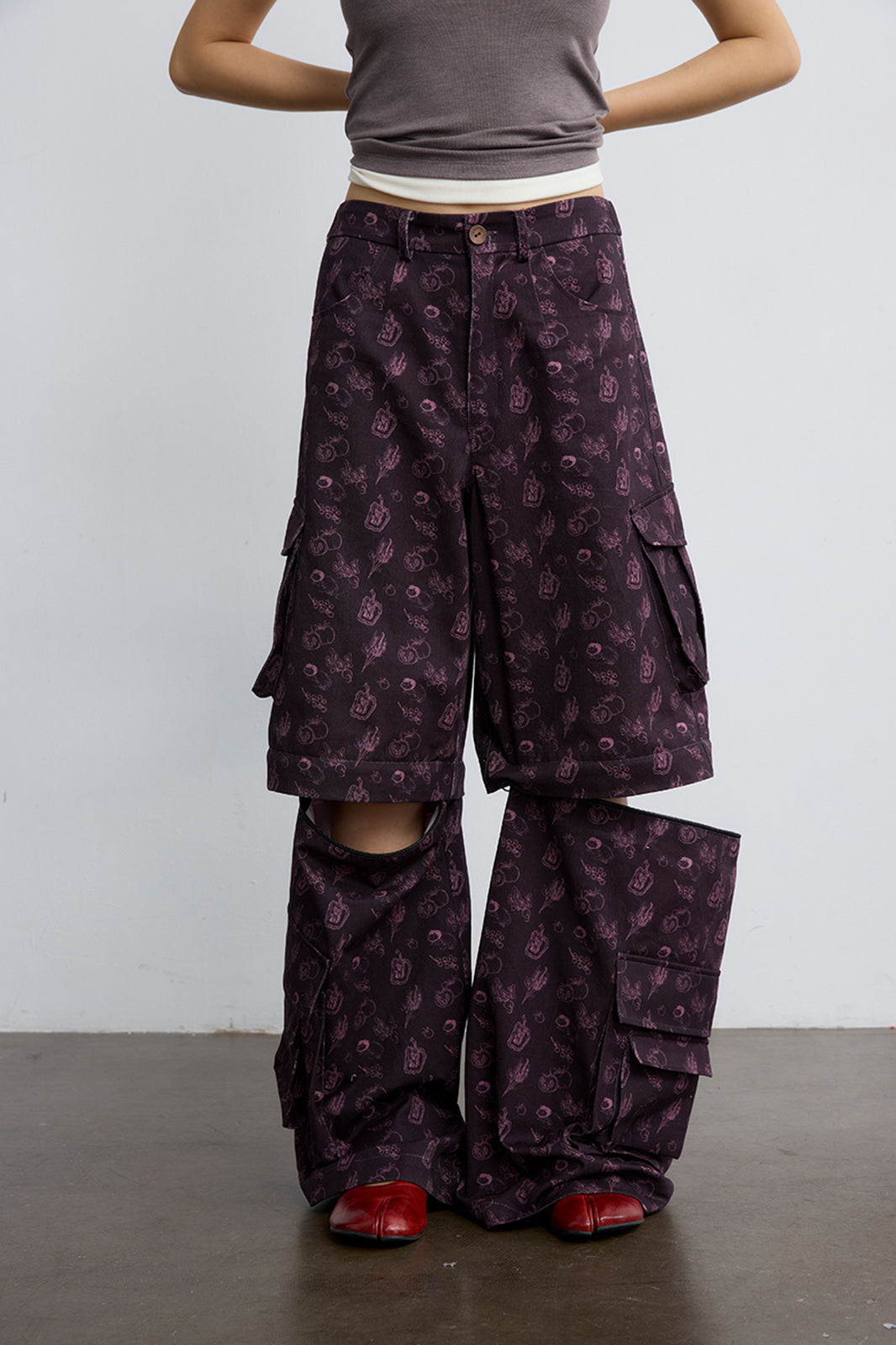 NOESE Botanical Full-Print Convertible Cargo Pants