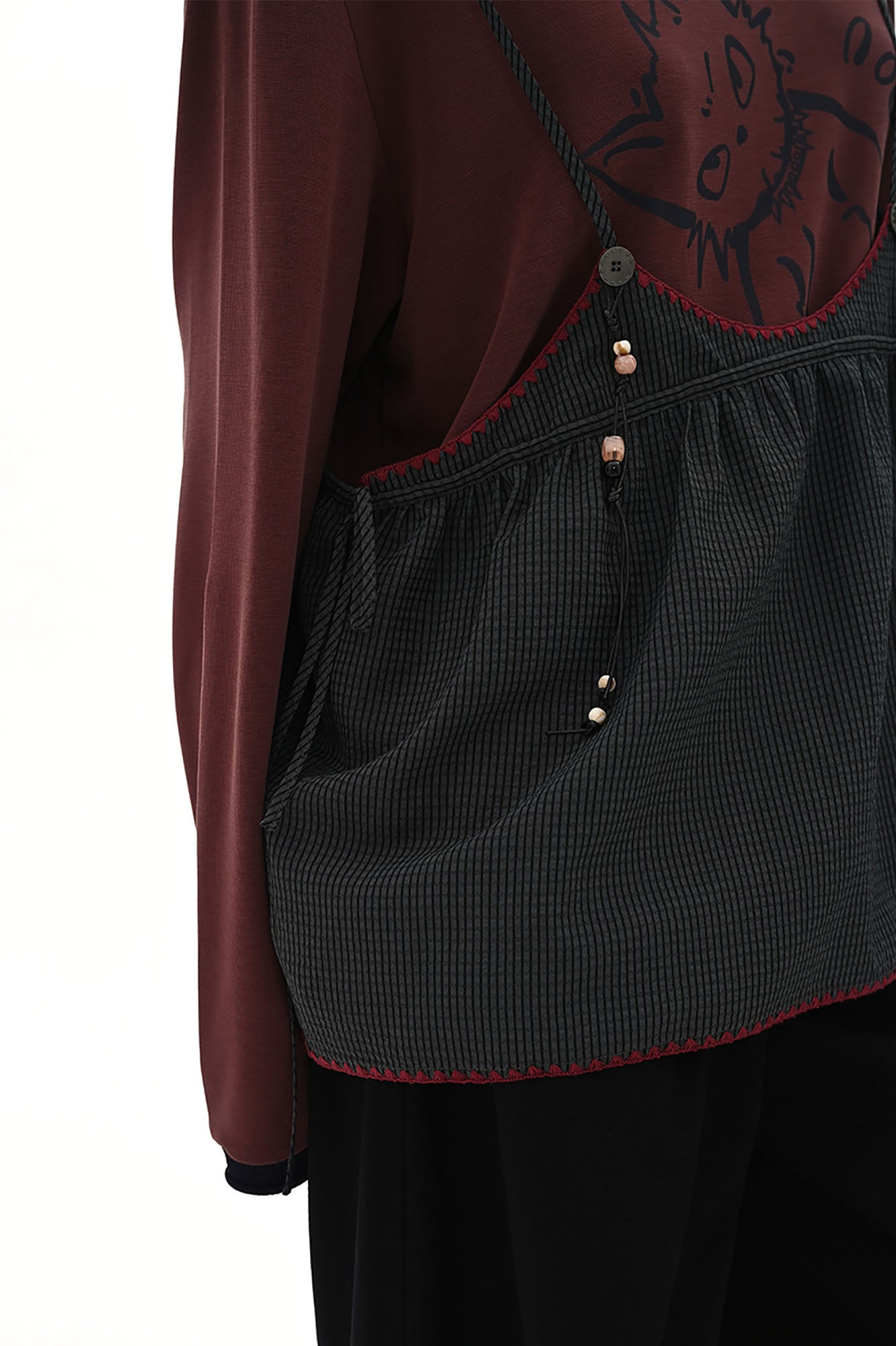 NOESE Contrast-Piped Checked Adjustable-Strap Camisole