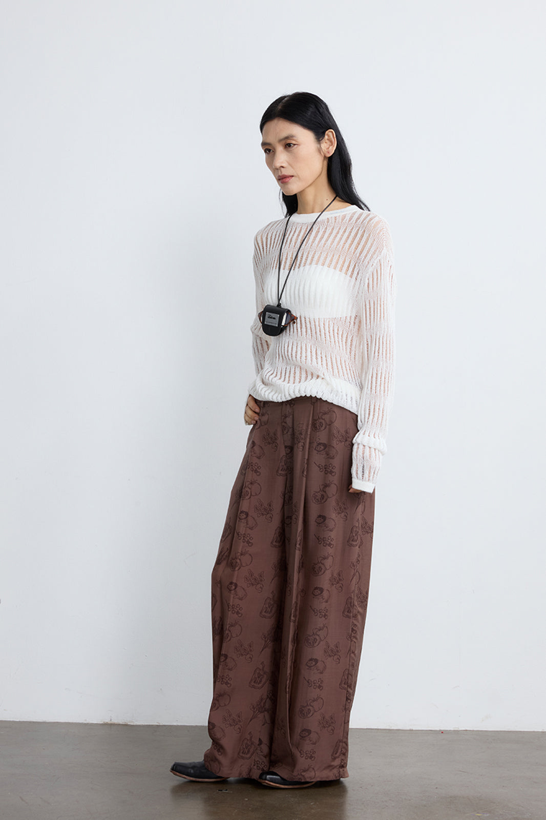 NOESE Pleated Silk-Blended Wide-Leg Pants