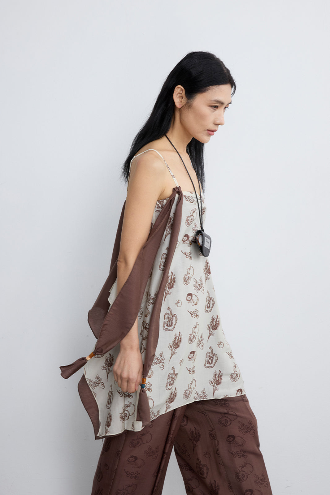 NOESE Spliced Silk-Blended Draped Cami Top