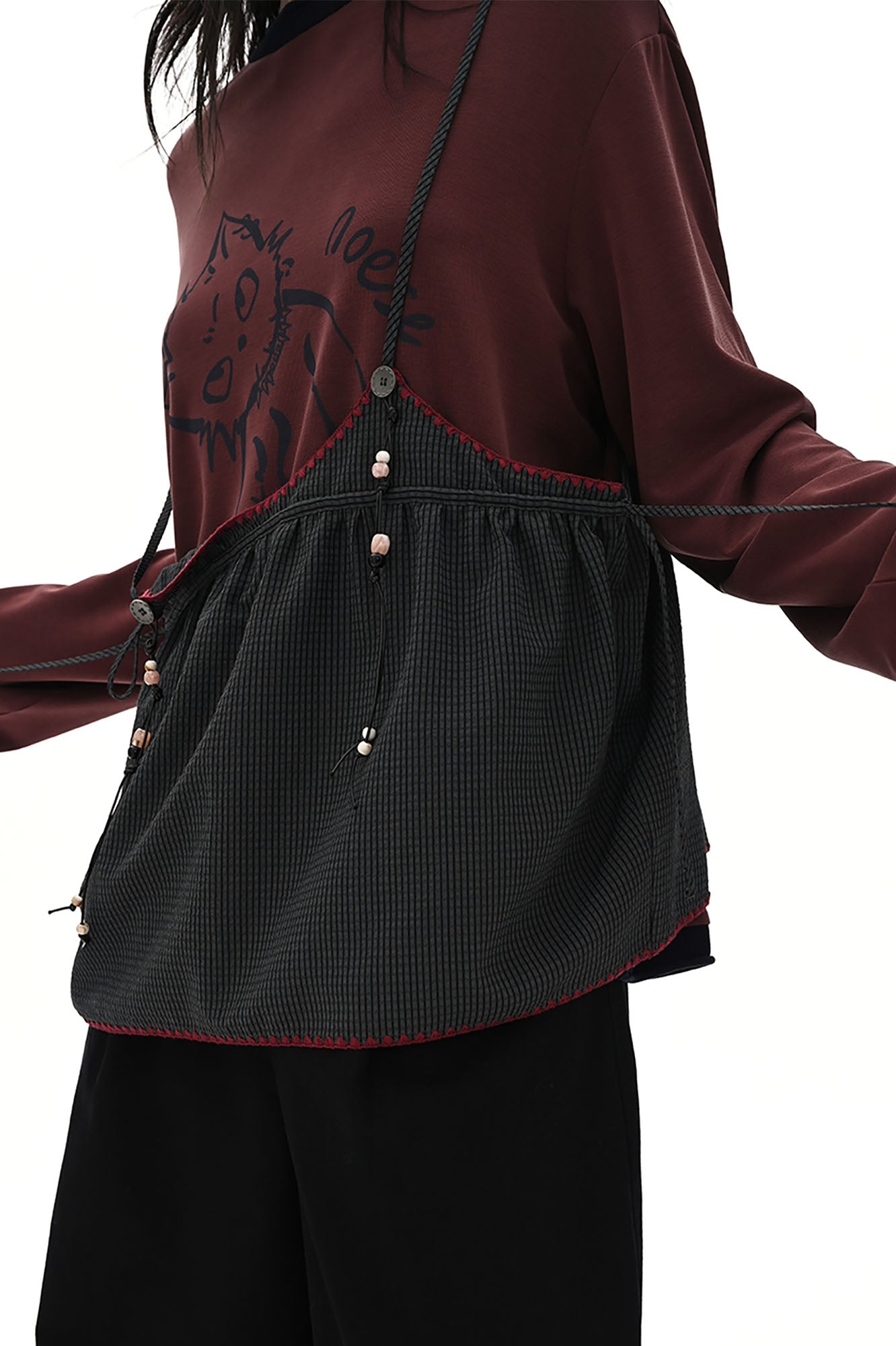 NOESE Contrast-Piped Checked Adjustable-Strap Camisole