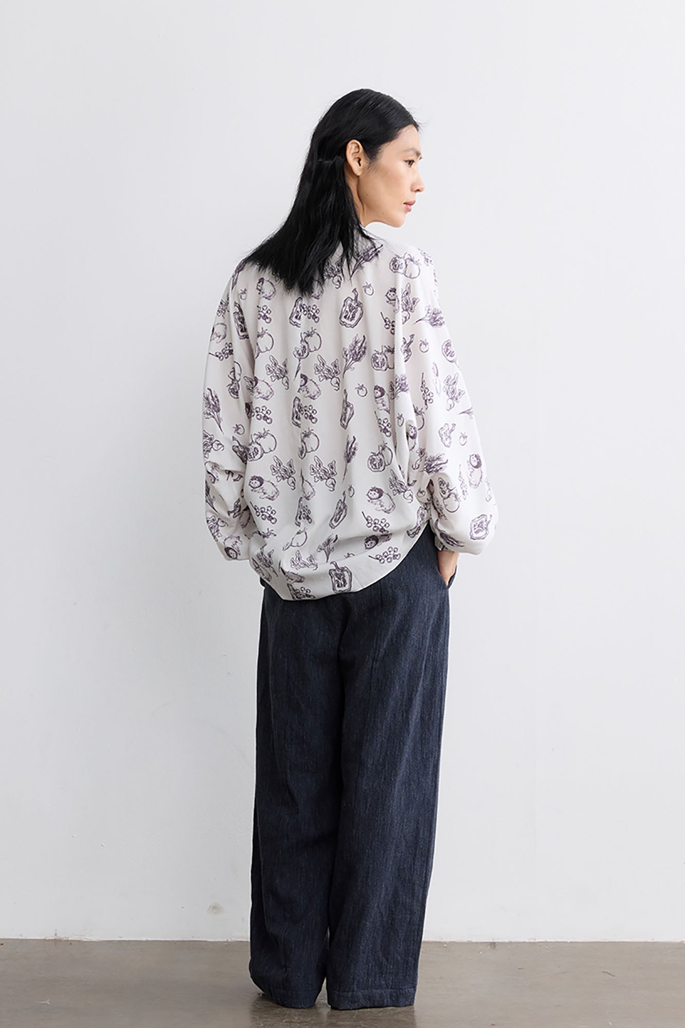 NOESE Botanical Full-Print Tie-Neck Blouse