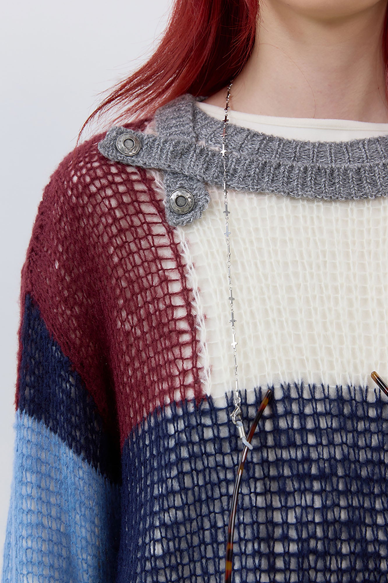 NOESE Contrast Layered-Collar Sweater