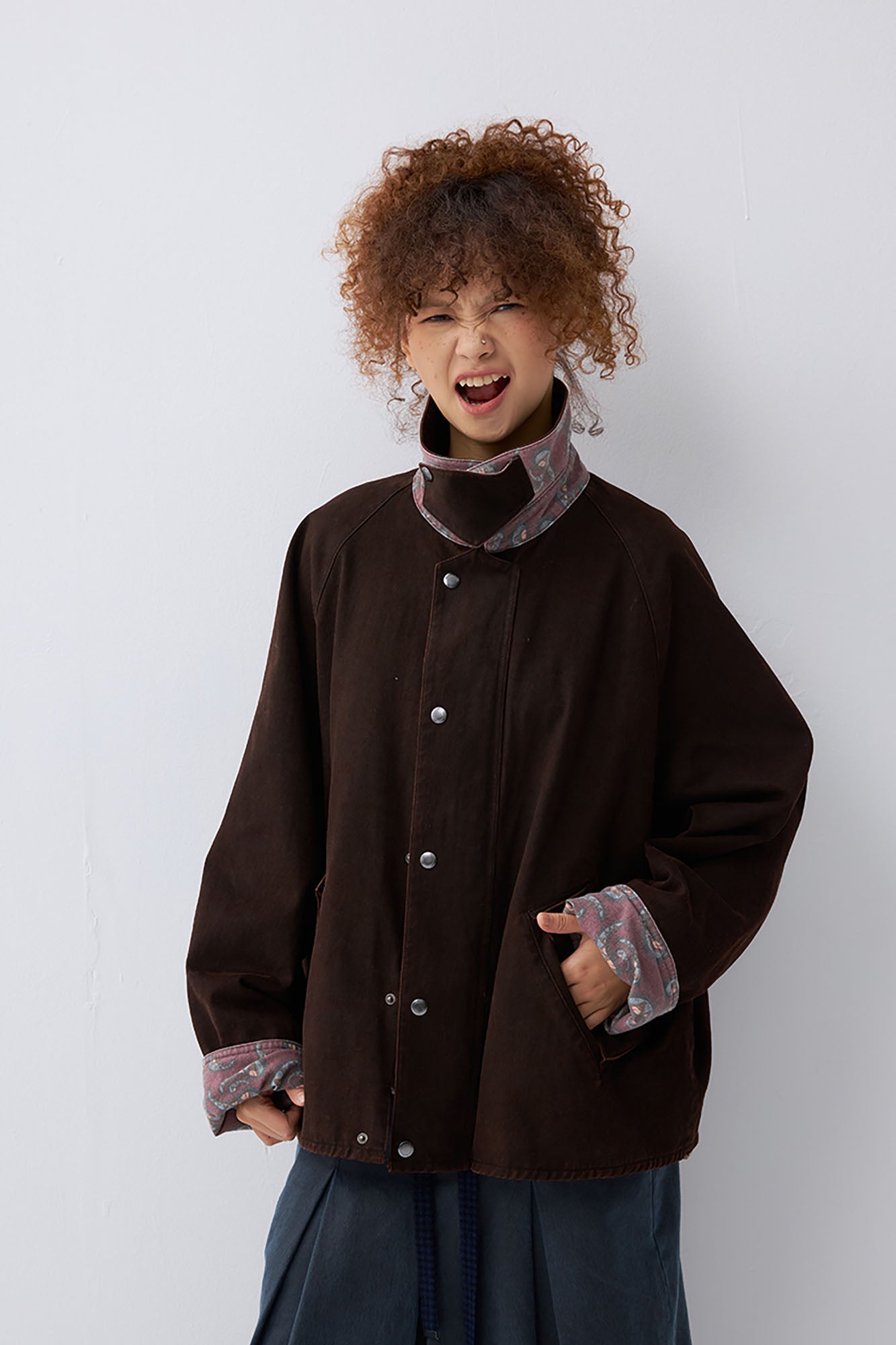 NOESE Paisley-Spliced Collar Barn Jacket