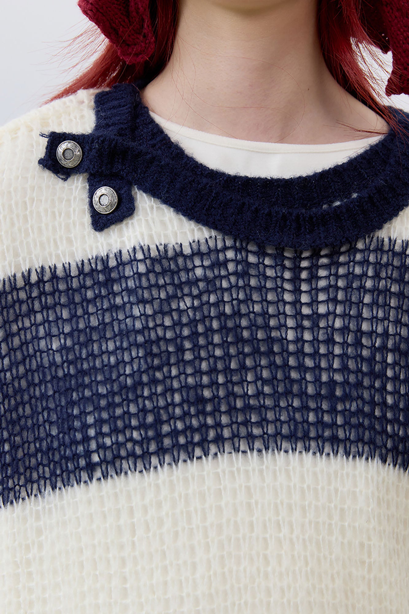 NOESE Contrast Layered-Collar Sweater