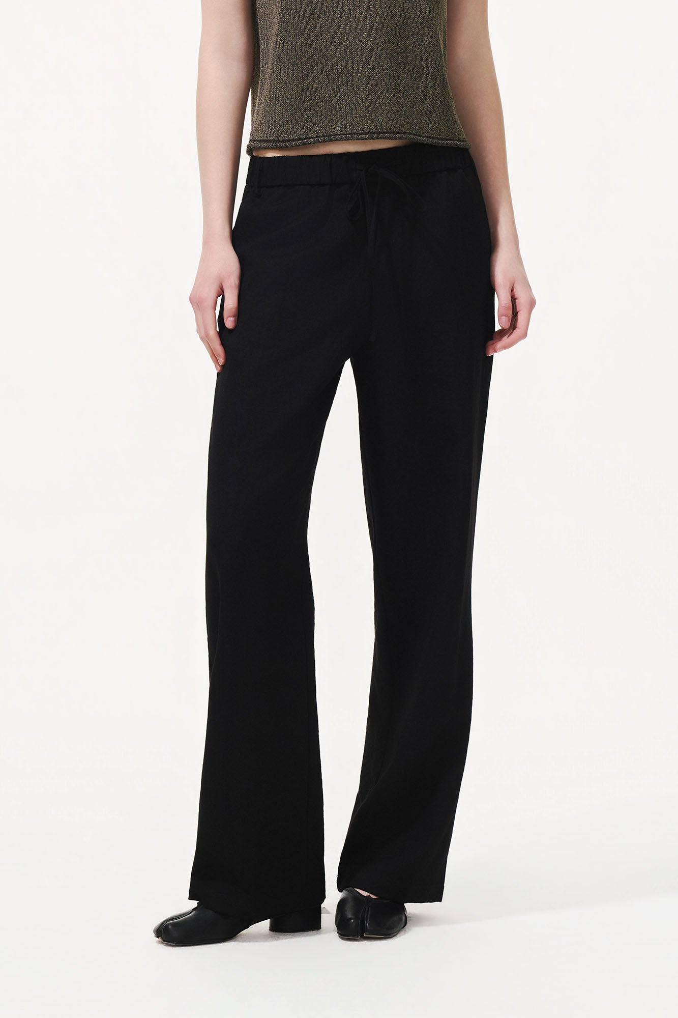 ARTIFICIAL WORLD Draped Drawstring Wide-Leg Pants