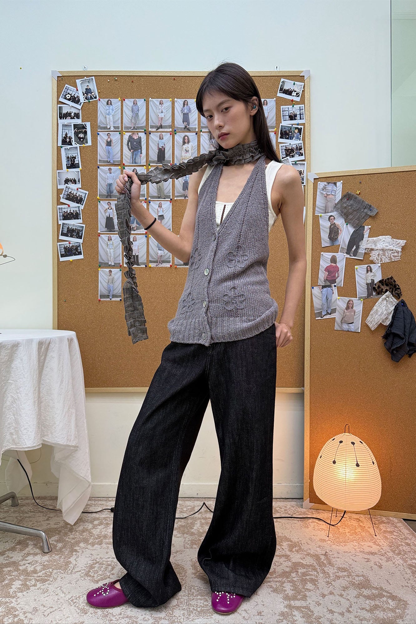 NEVERSEEZ Button-Front Halter Knit Vest