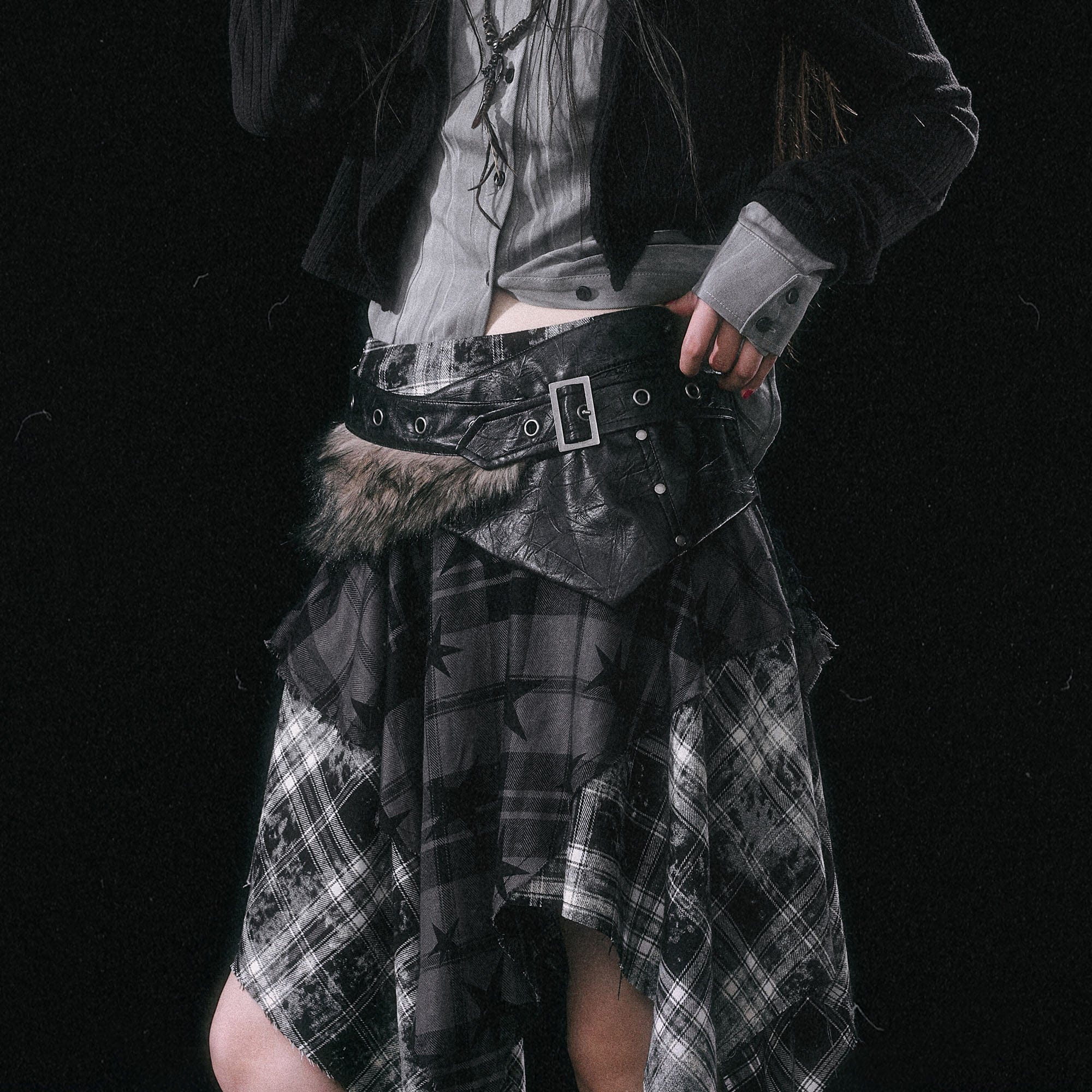 CESTNOUS Spliced Faux Leather Belt Overlay