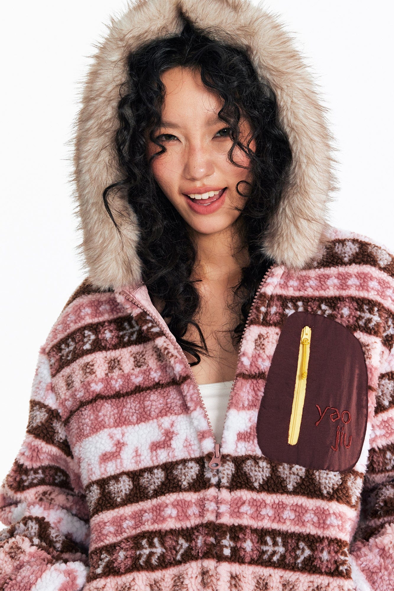 1997 POSTOFFICE Fair Isle Sherpa Hooded Jacket