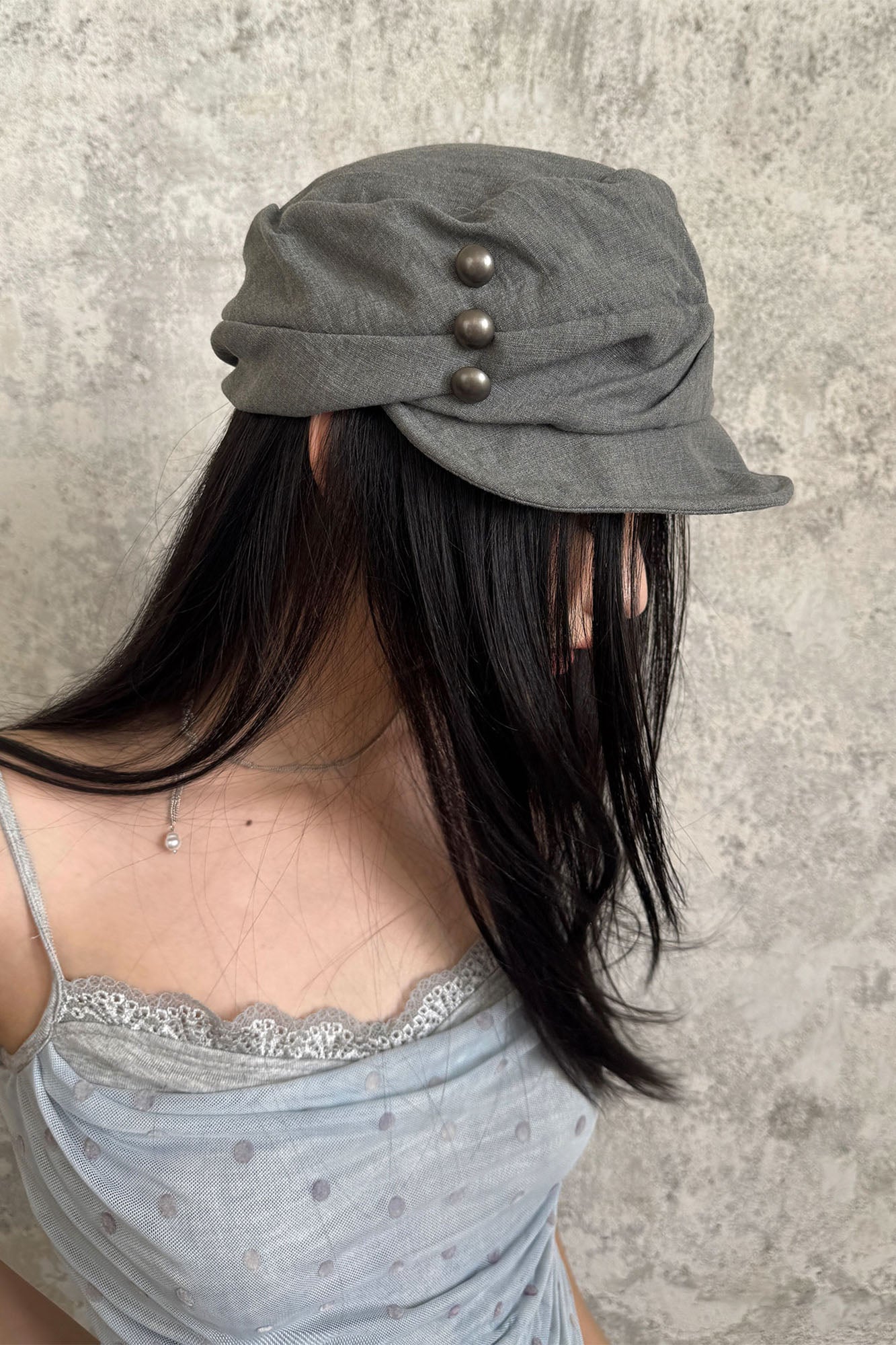 RIDK Crinkled Metallic-Buckle Retro Newsboy Beret