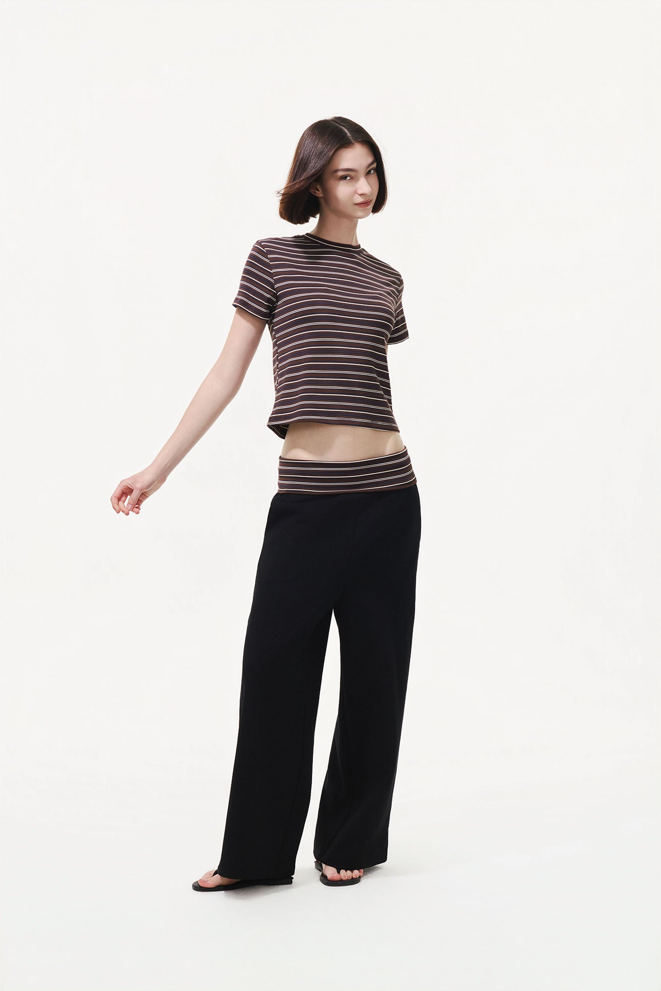 ARTIFICIAL WORLD Striped-Waistband Wide-Leg Sweatpants