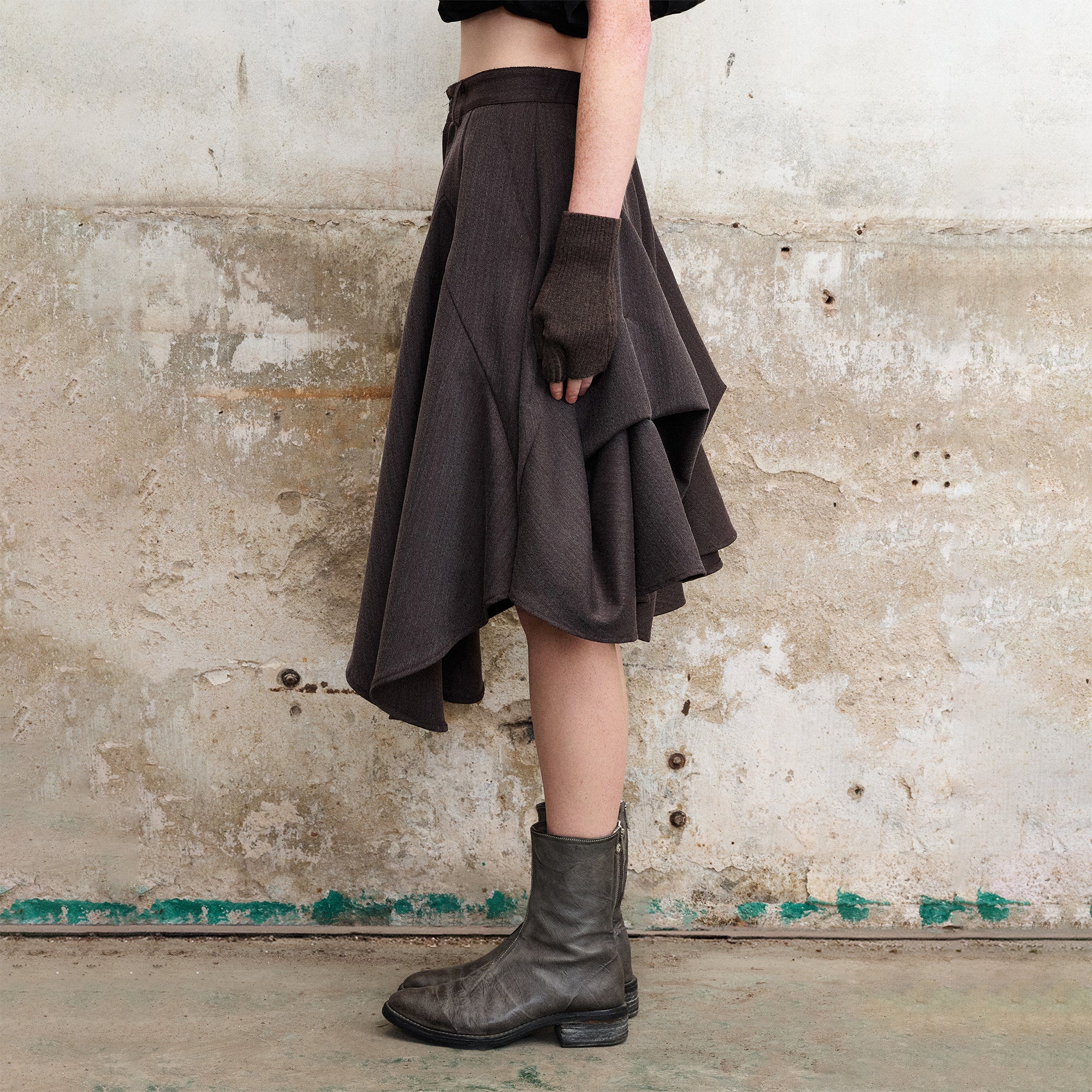ILNya Nieternite Nifutur Layered Asymmetrical Skort Brown