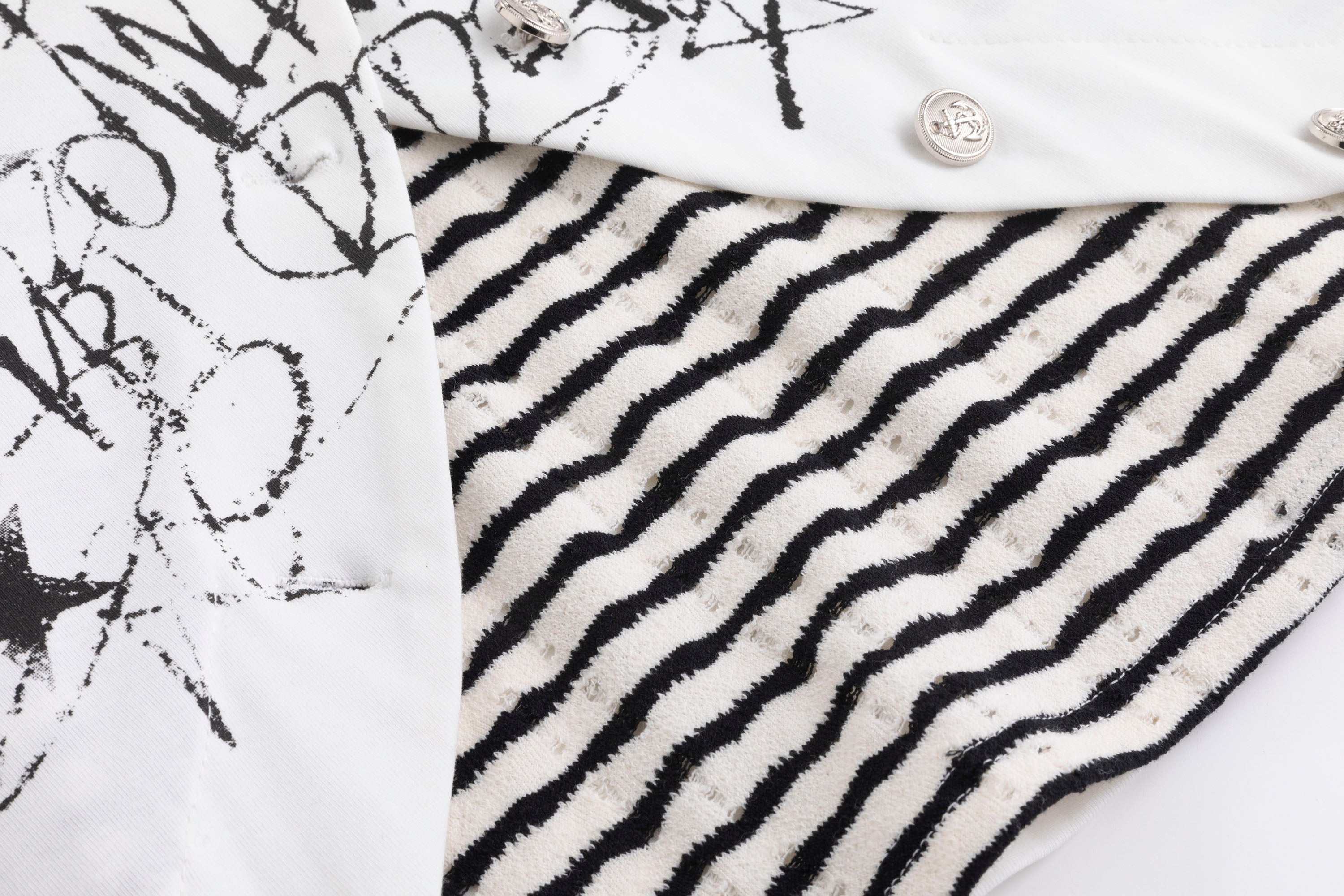 CESTNOUS Faux Layered Distressed Striped Top