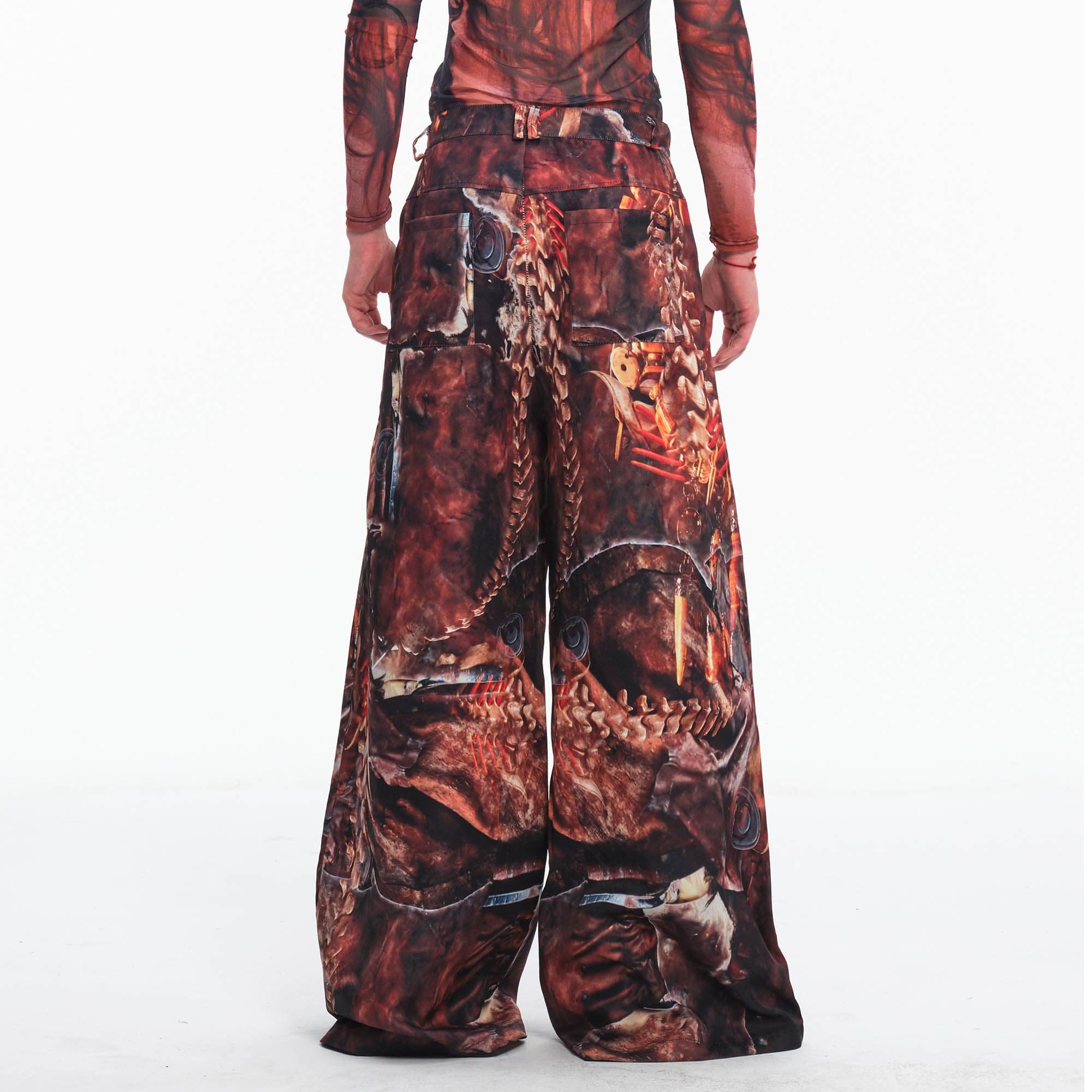 EMBRYO Tribal Skeleton Jewel Full-Print Wide-Leg Pants, premium urban and streetwear designers apparel on PROJECTISR.com, EMBRYO