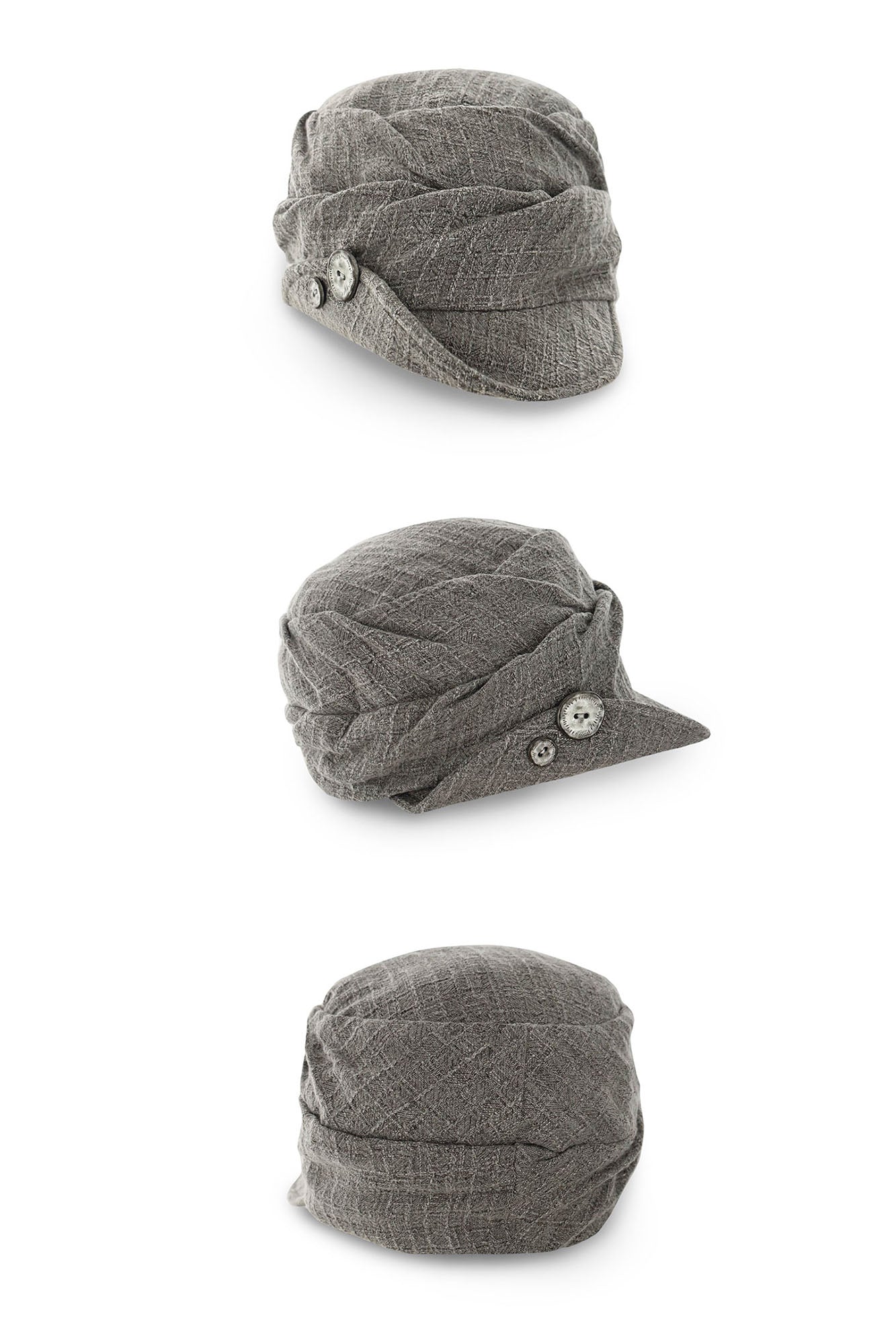 RIDK Folded-Hem Textured Newsboy Cap