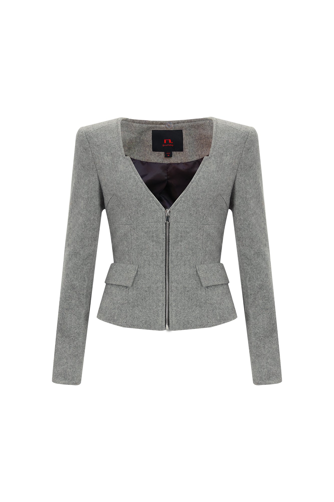 NEVER OFFEND L ANGEL Detachable Trim V-Neck Blazer