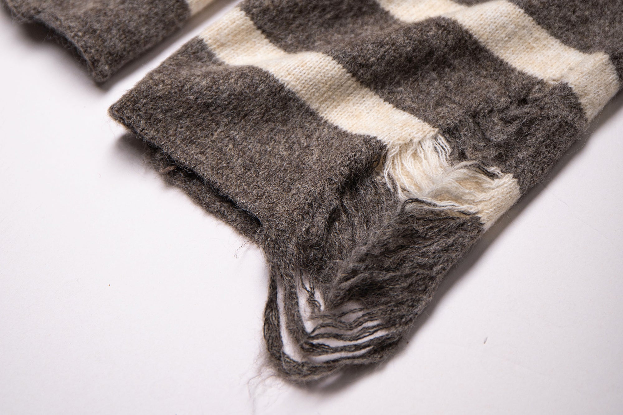 LEONSENSE Distressed Stripe Knit Pullover