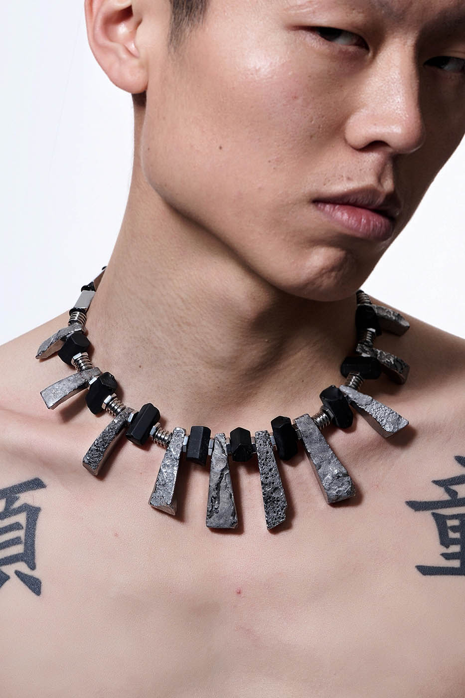 ILLUSORY Distressed Metal Reversible Necklace, premium urban and streetwear designers apparel on PROJECTISR.com, ILLUSORY