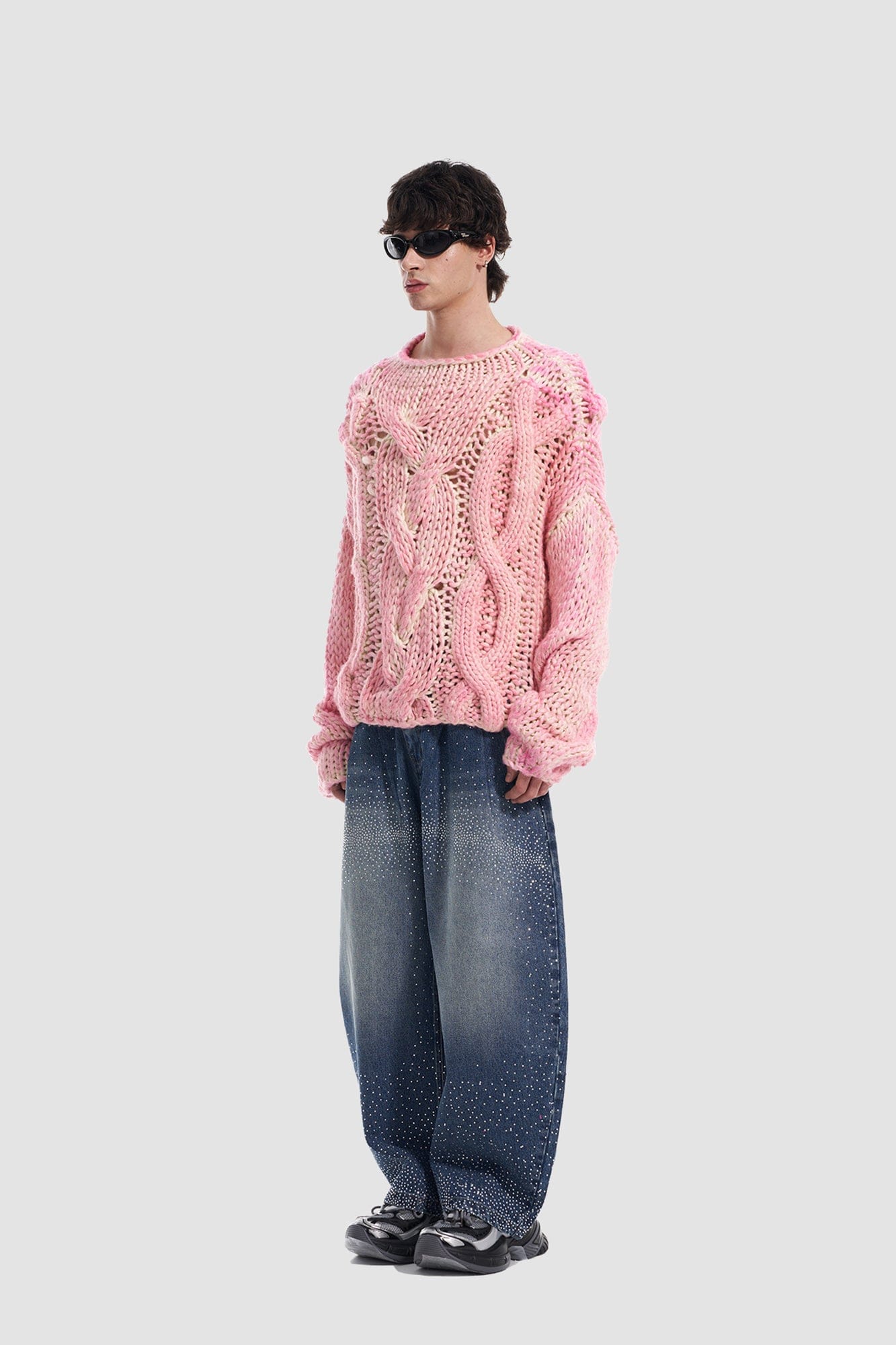 VANN VALRENCE Chunky Open-Knit Spray-Dyed Sweater