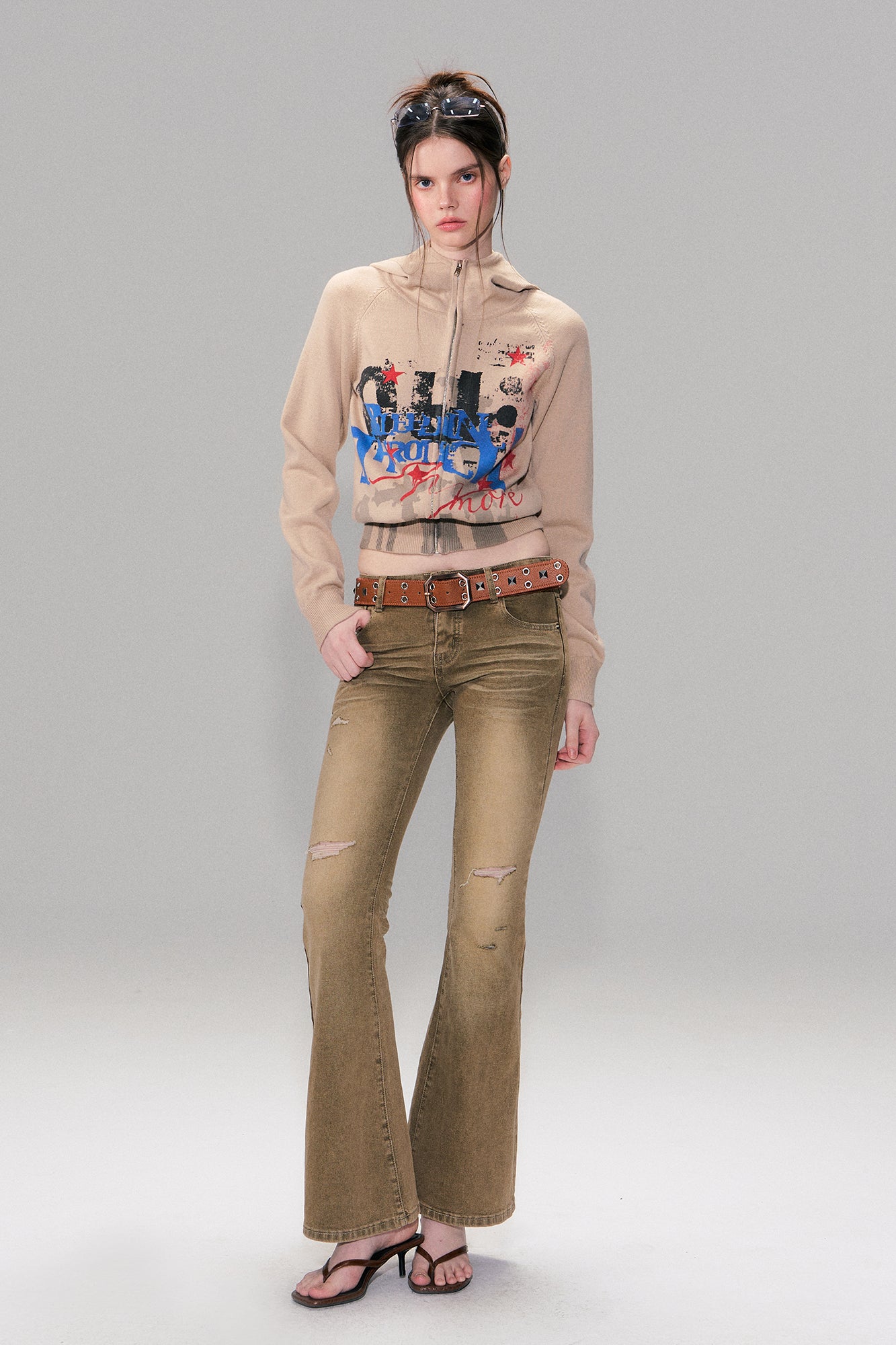 THE NEVERMORE Graphic Knit Zip-Up Hoodie