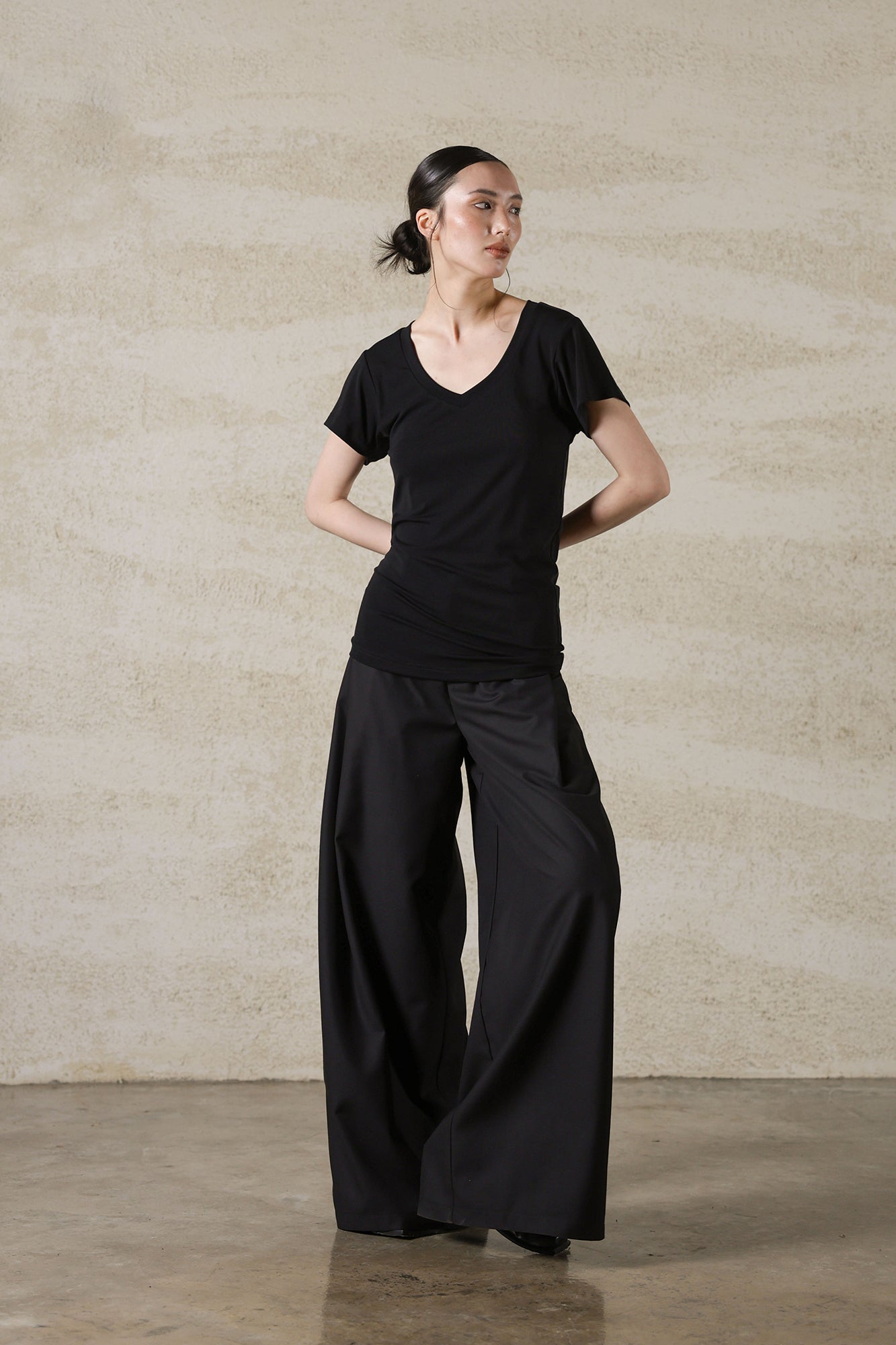 WUHEYIZUO Essential Side-Pleated Wide-Leg Pants
