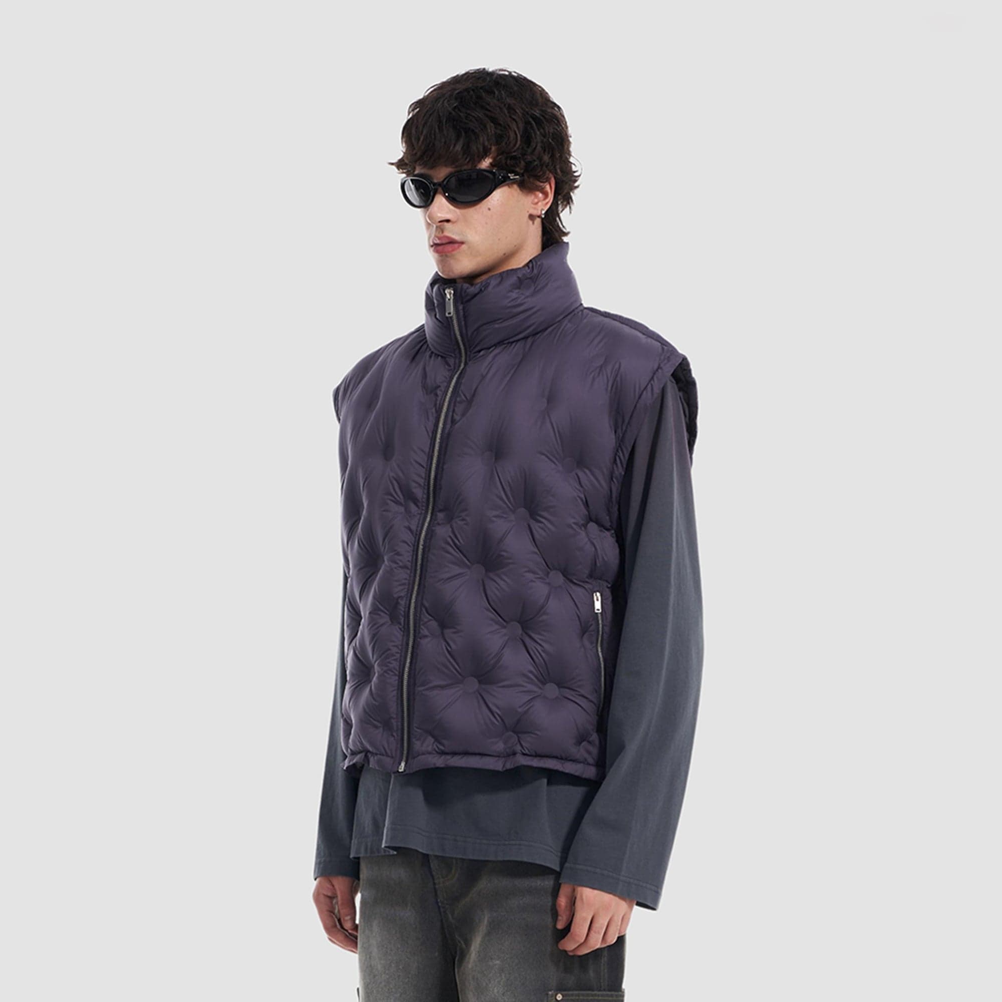 VANN VALRENCE Bubble-Quilted High-Neck Down Vest