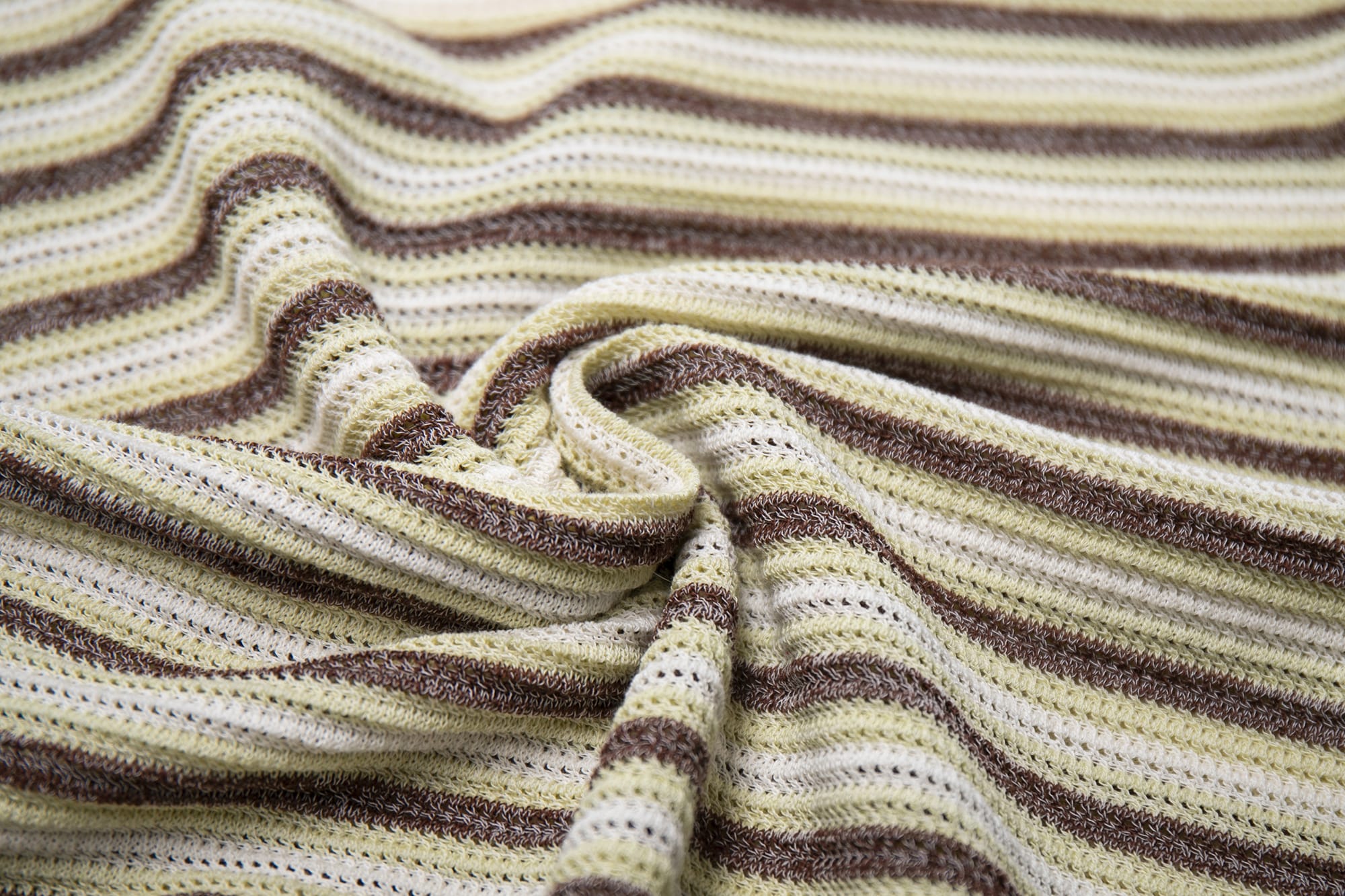 LEONSENSE Striped Pointelle Polo Knit Top