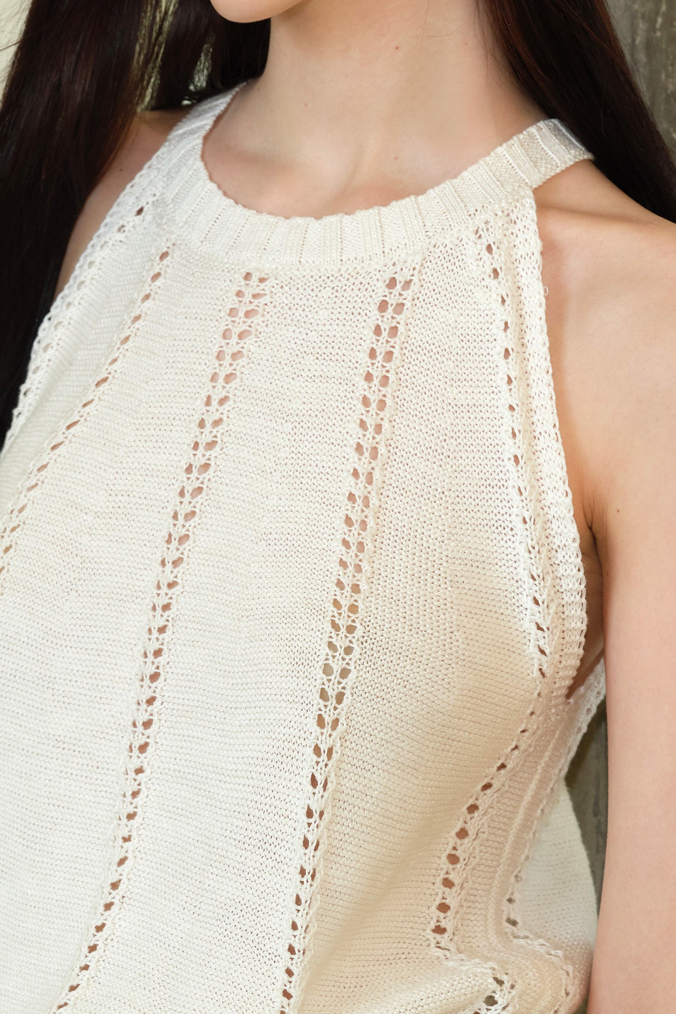 THE NEVERMORE Open-Knit Ribbed Tank Top