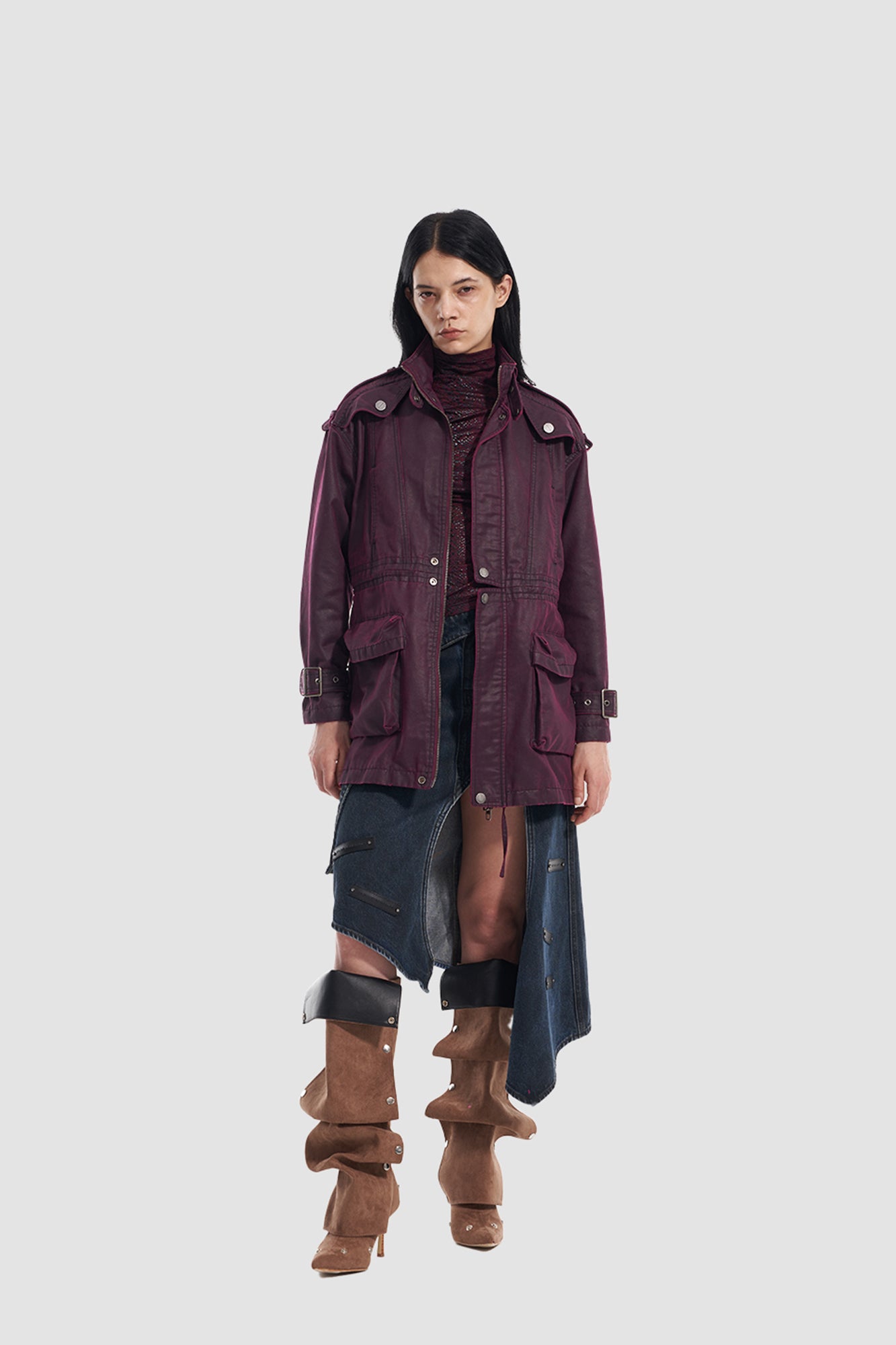 VANN VALRENCE Utility Belted Parka Jacket