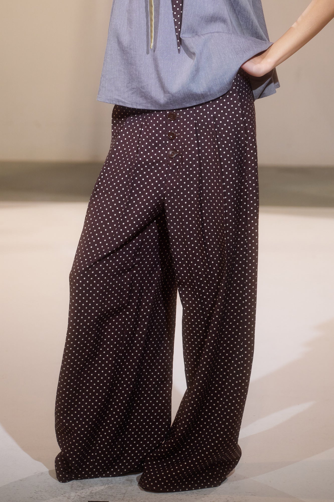 IVETONG Polka Dot Pleated Wide-Leg Pants
